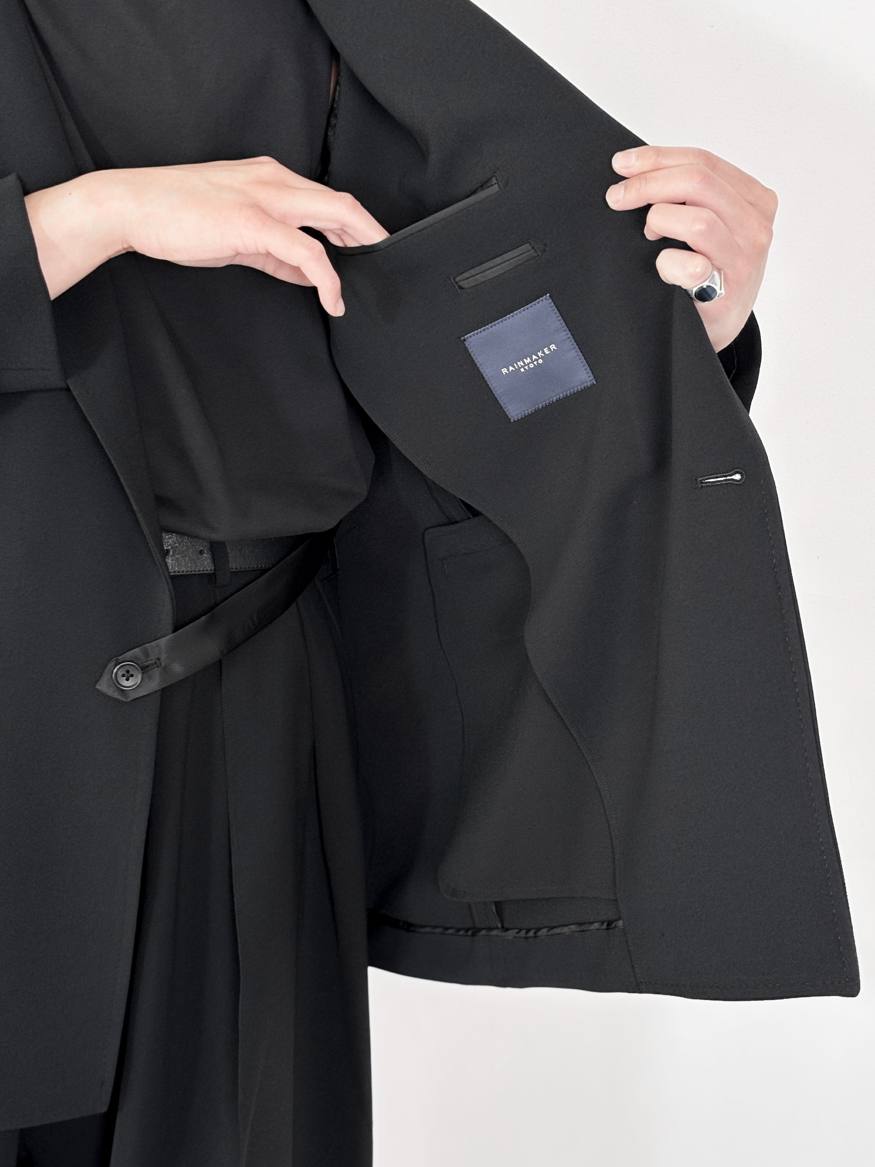 RAINMAKER / DOUBLE BREASTED LONG JACKET (BLACK)