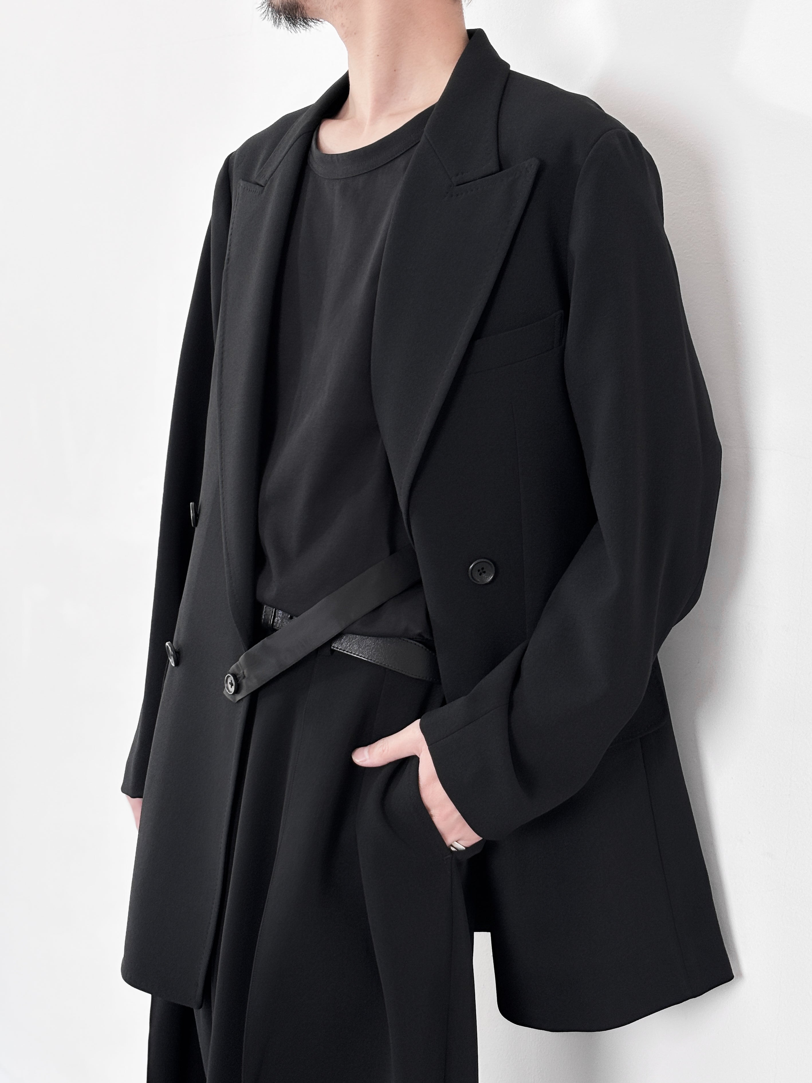 RAINMAKER / DOUBLE BREASTED LONG JACKET (BLACK)