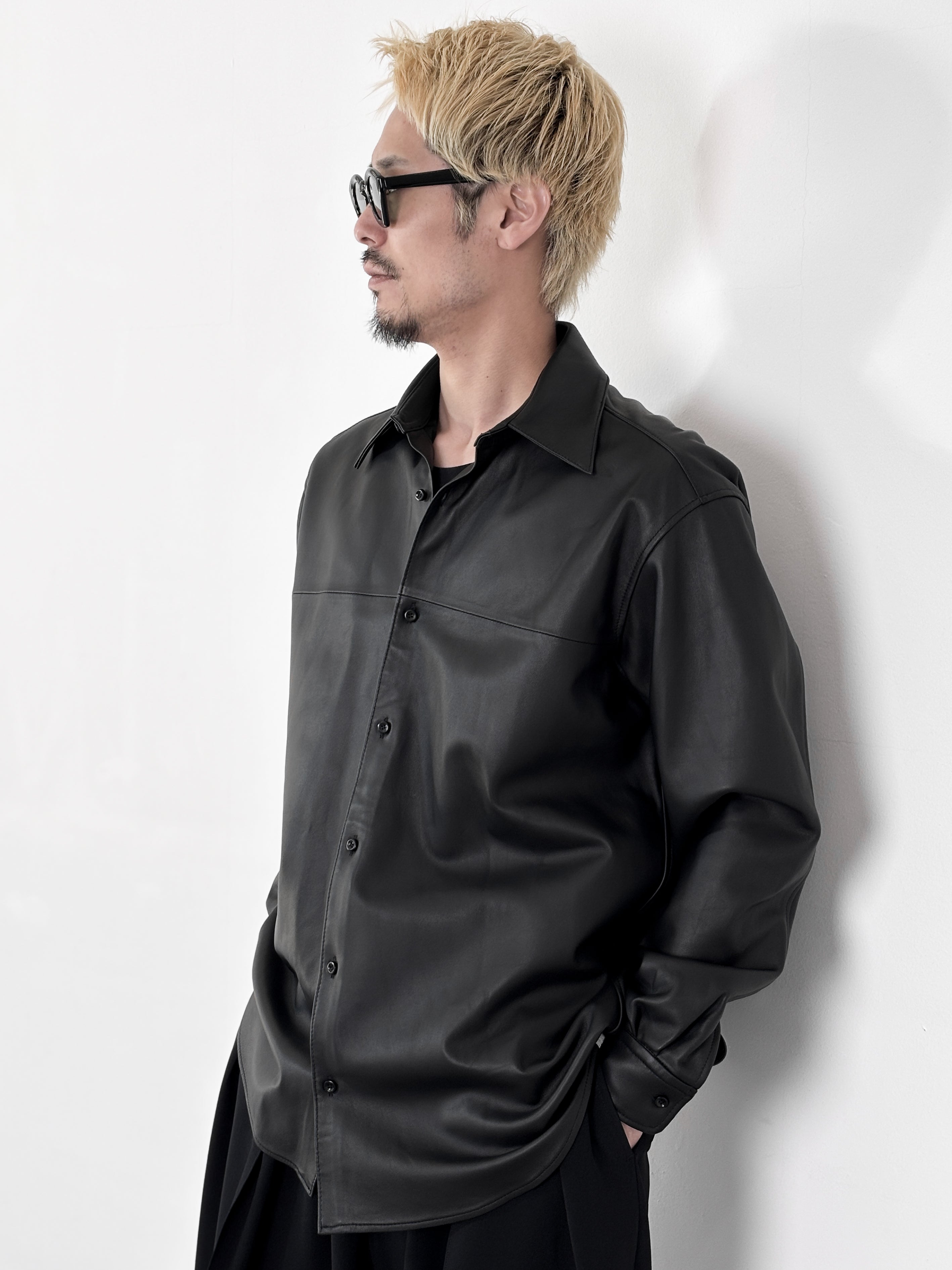 8月28日(金)12:00発売】RAINMAKER / LEATHER DOUGI SHIRT (BLACK)