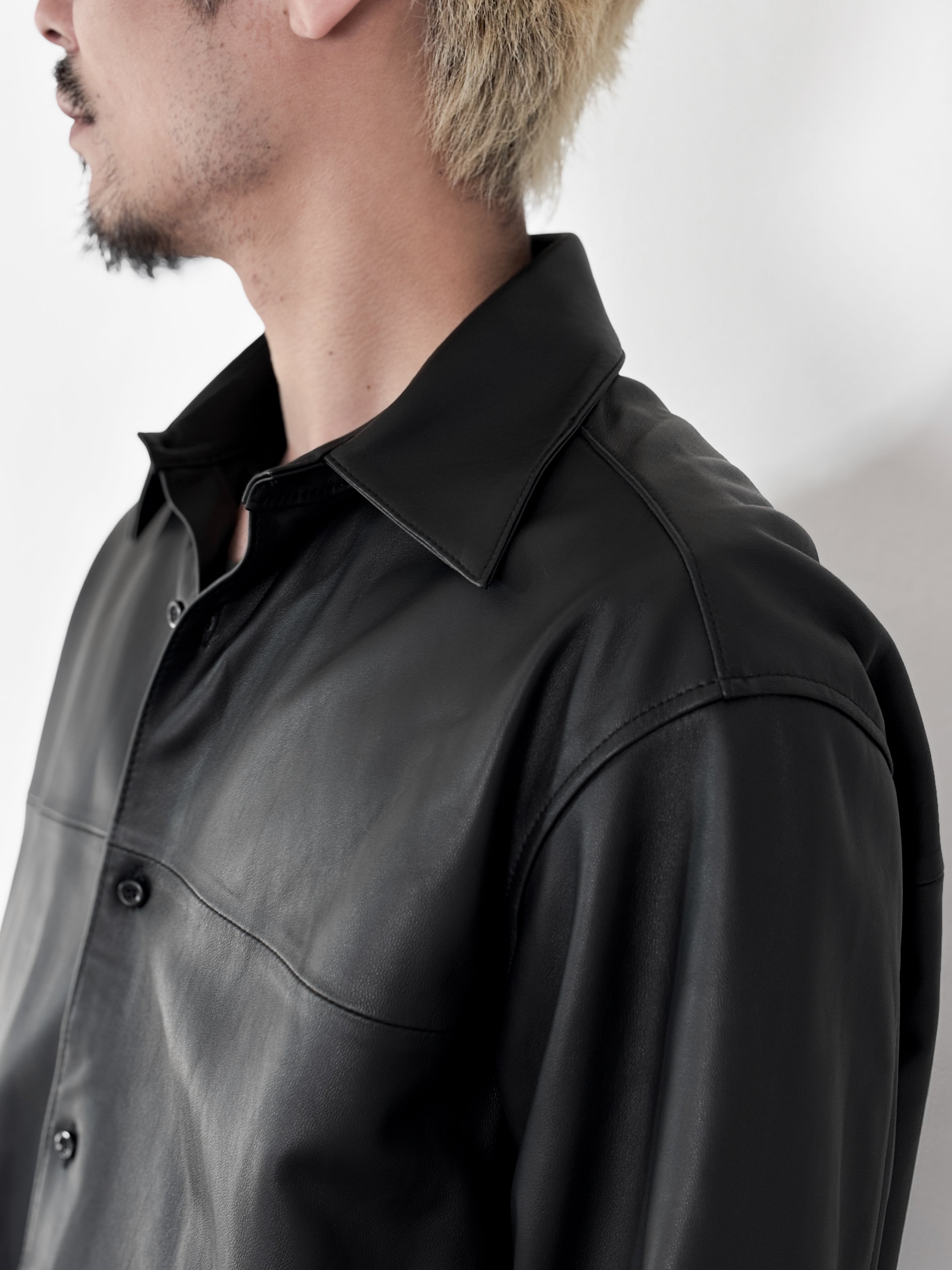 RAINMAKER / LEATHER DOUGI SHIRT (BLACK)
