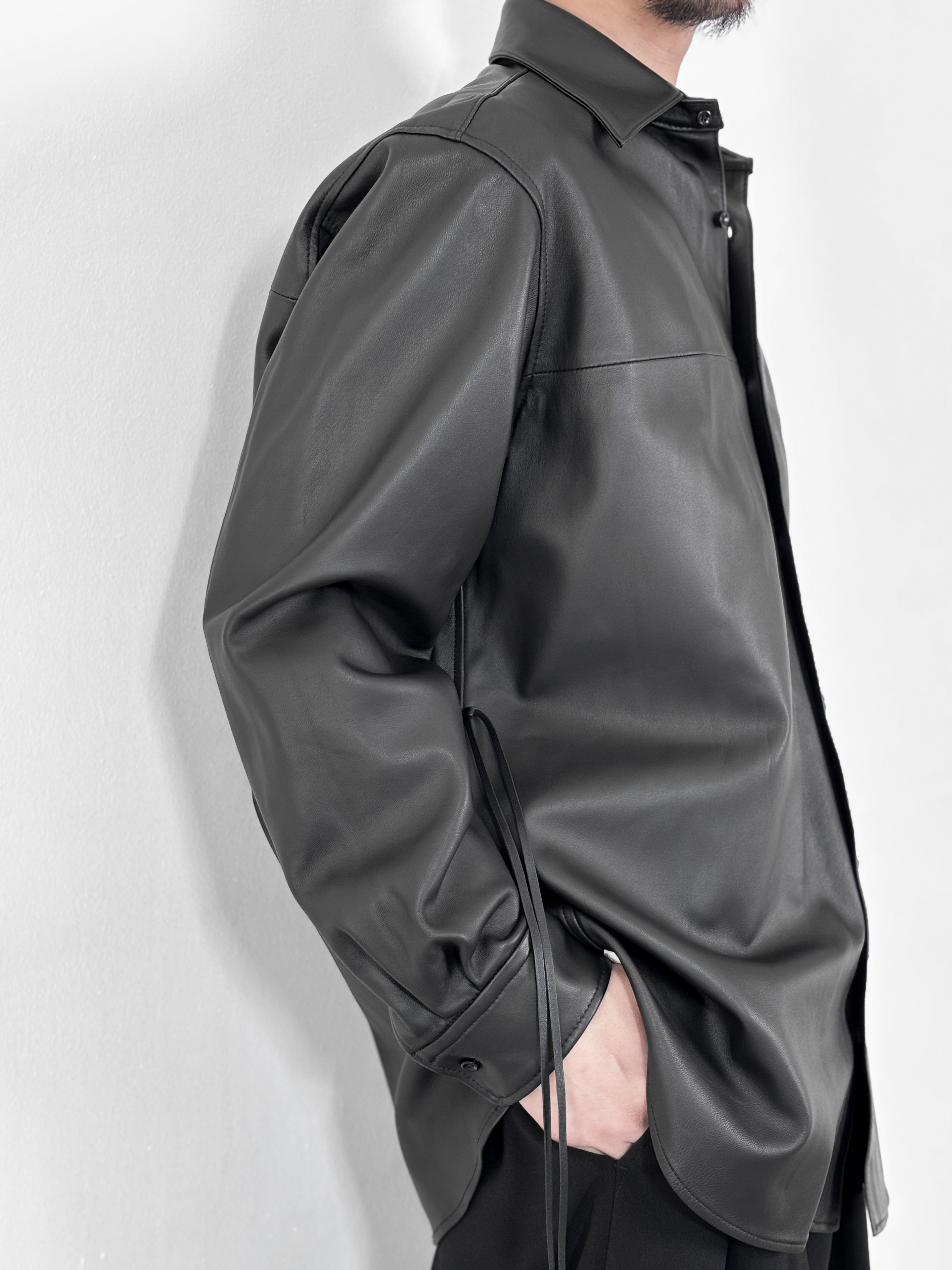 8月28日(金)12:00発売】RAINMAKER / LEATHER DOUGI SHIRT (BLACK)
