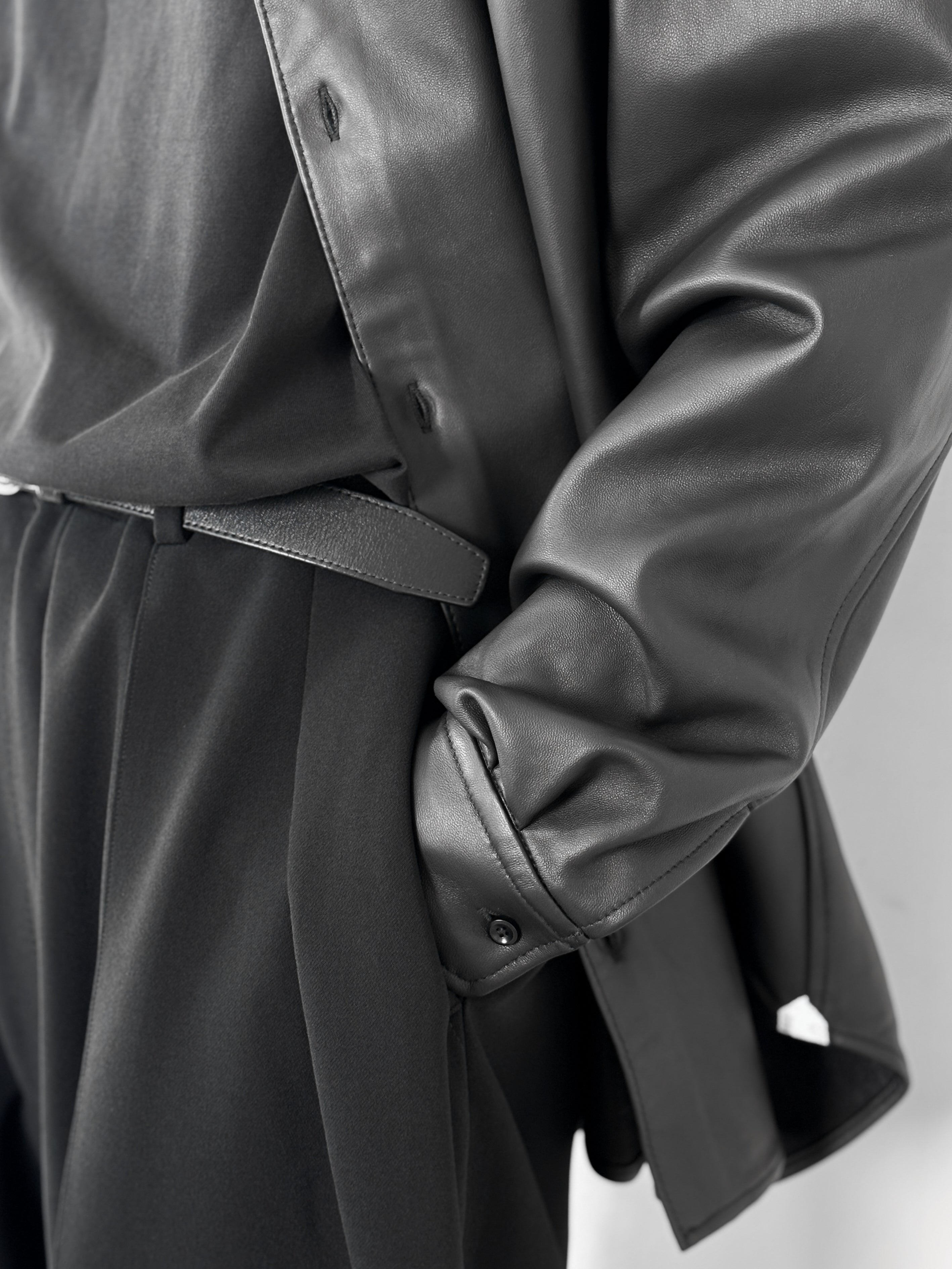 8月28日(金)12:00発売】RAINMAKER / LEATHER DOUGI SHIRT (BLACK)