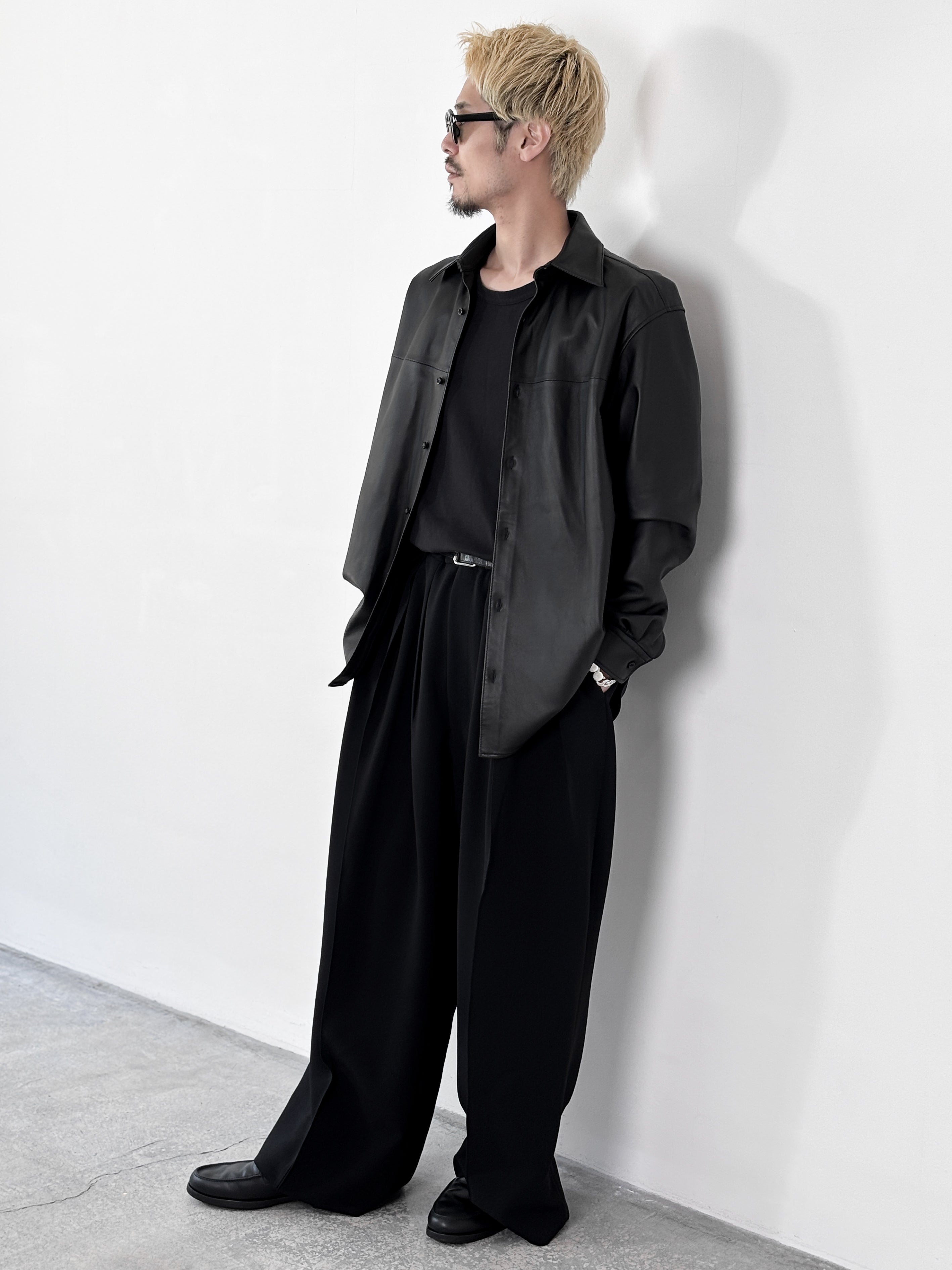 ジャケット・アウター LEATHER DOUGI SHIRT / BLACK 8月28日(金)12:00発売】RAINMAKER / LEATHER DOUGI SHIRT (BLACK)