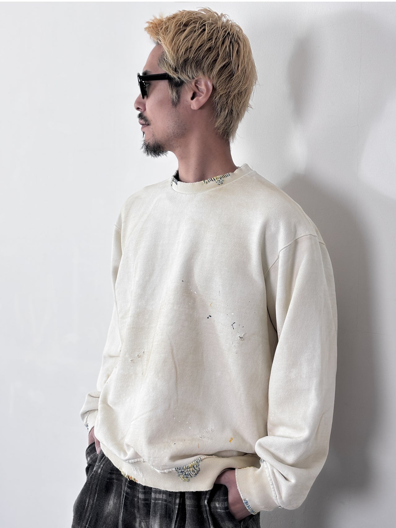 【8/28(金)12:00発売】DIGAWEL / DISTRESSED SWEATSHIRT (CREAM)