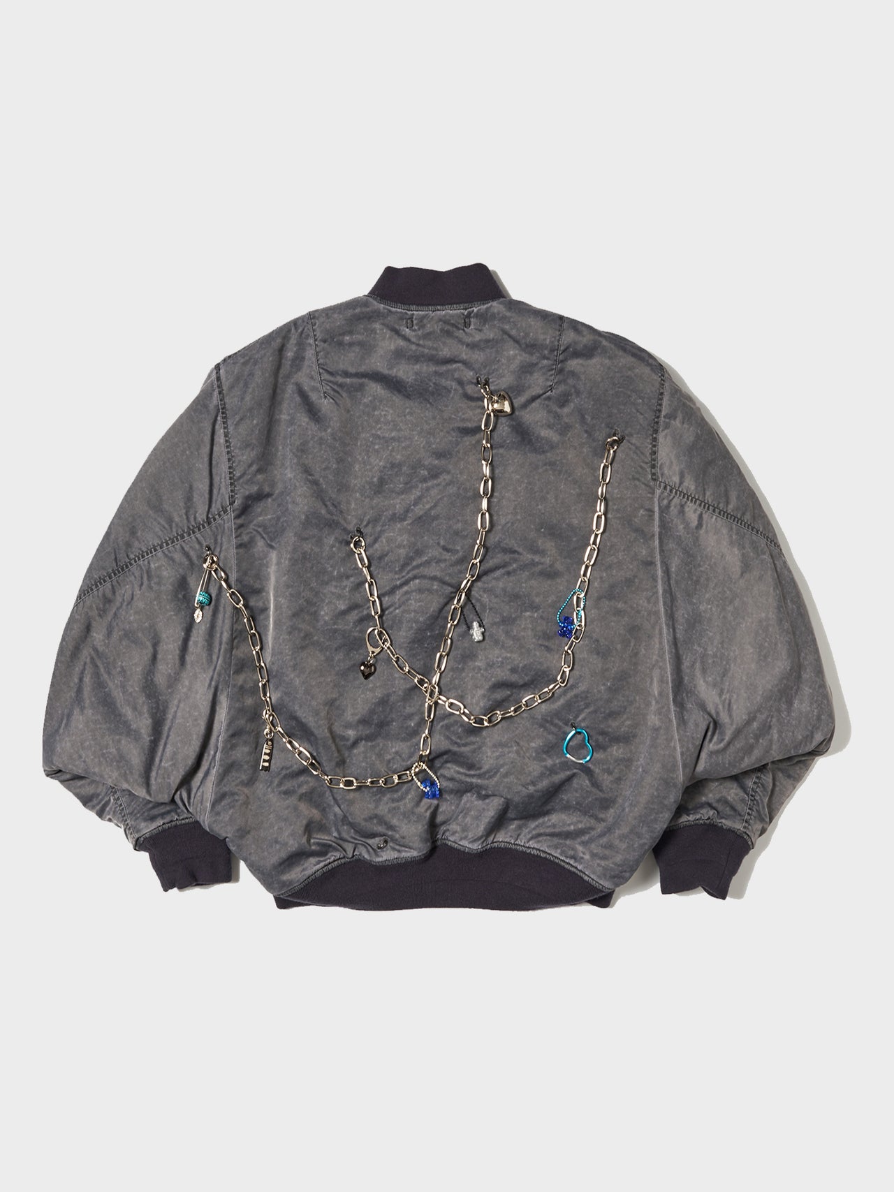 doublet / KEY CHAIN DECORATED BOMBER JACKET (GRAY)