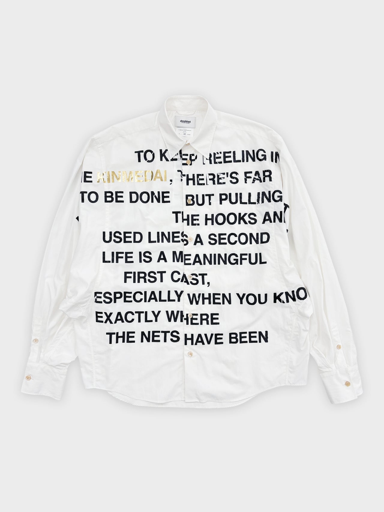 doublet / KINMEDAI LINE MESSAGE SHIRT (WHITE)