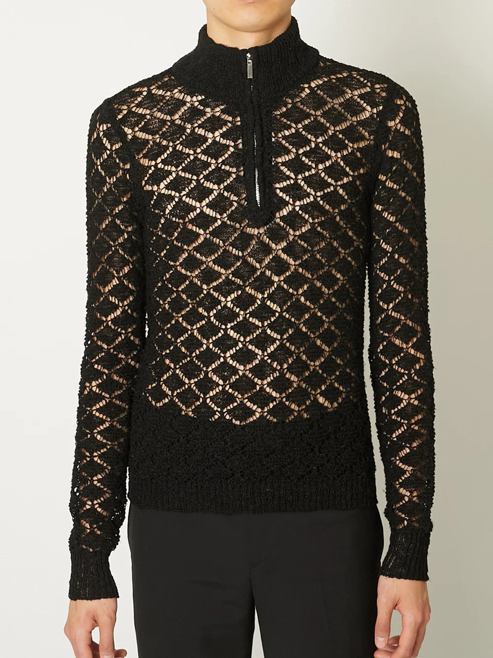 【8月22日(土)12:00発売】TAAKK / MULTI-COLORED HALF-ZIP KNIT (BLACK)