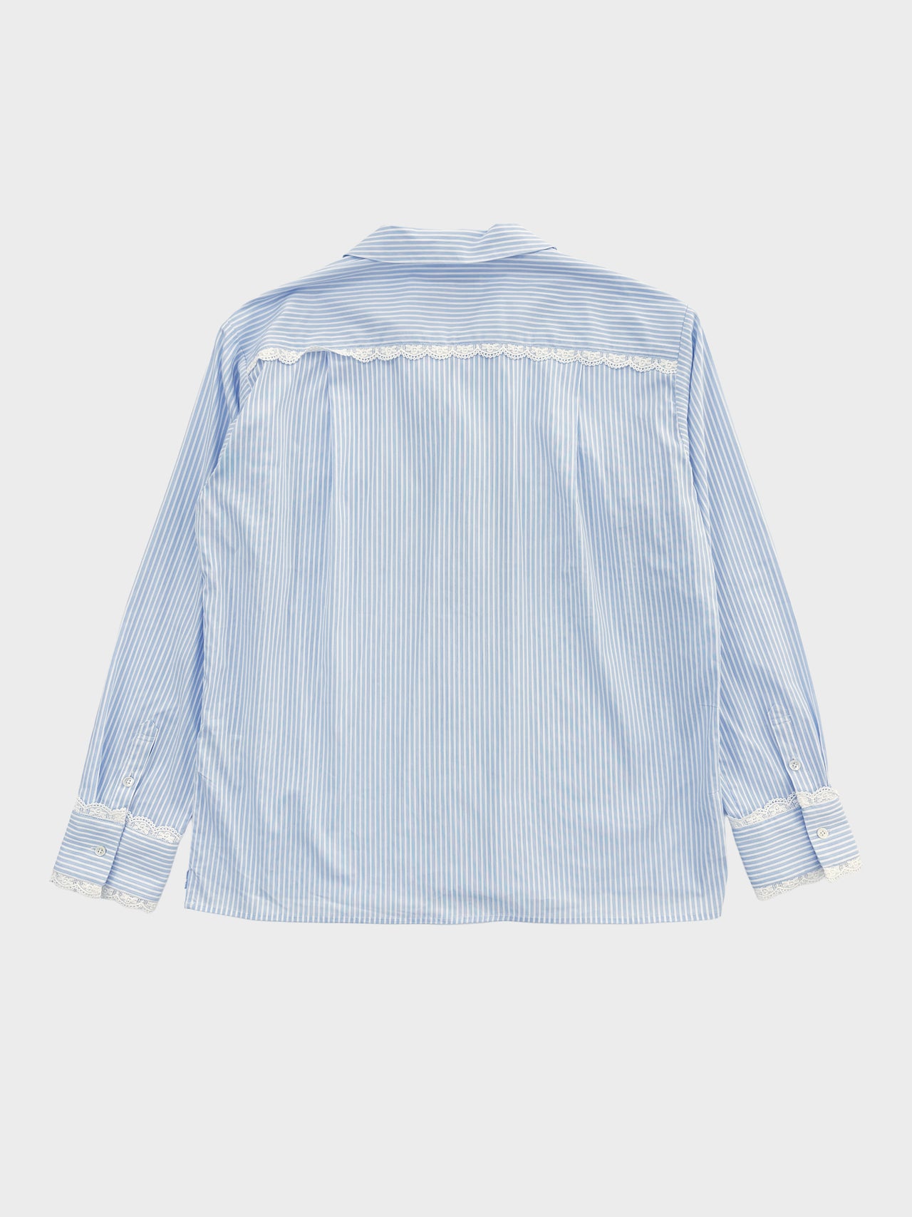 【3月20日(金)12:00販売開始】VIVIANO / LACE TRIMMED OPEN COLLAR SHIRT (BLUEST)