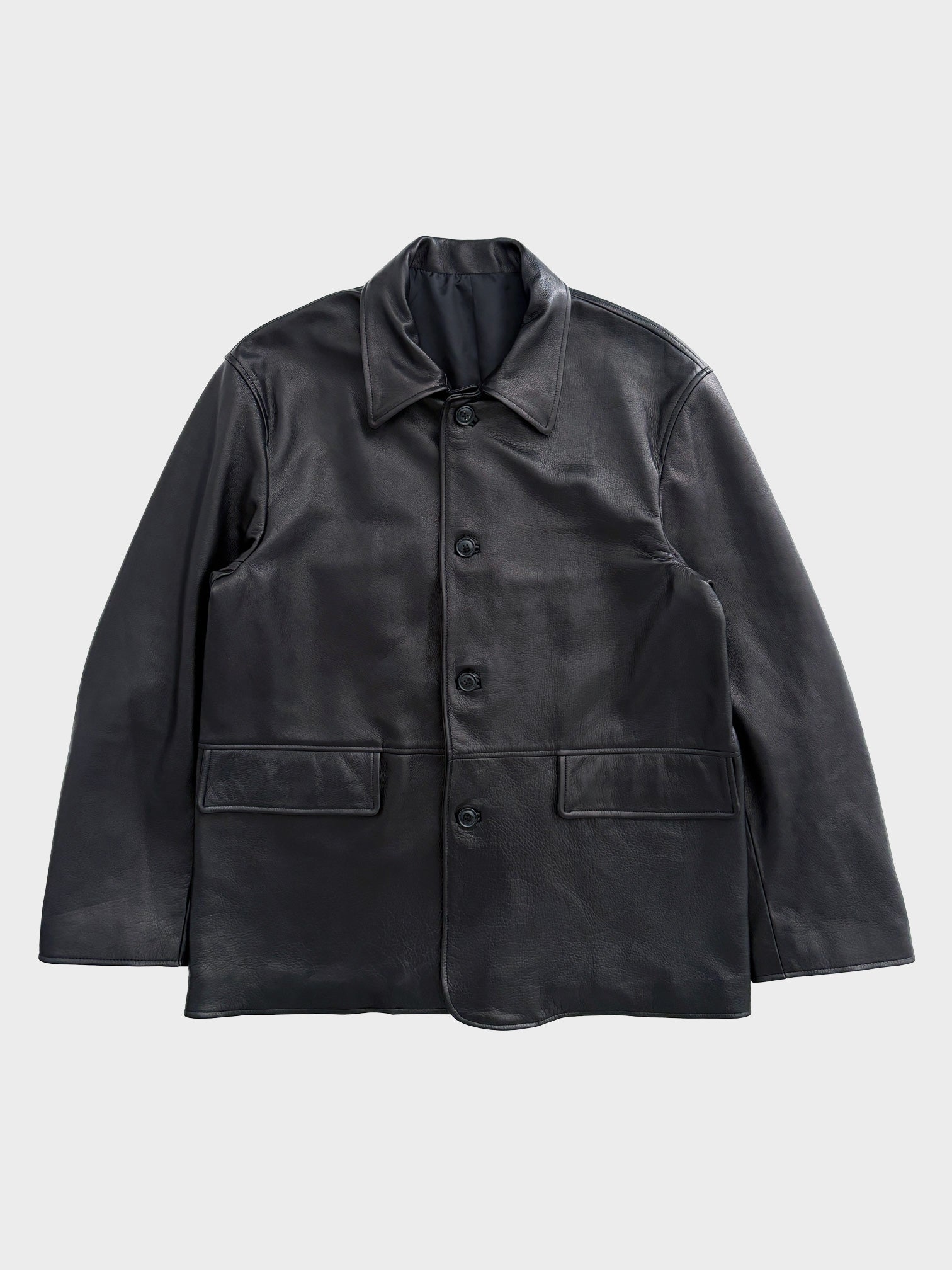 URU / LEATHER COVERALL JACKET (BLACK) URU / LEATHER COVERALL JACKET (BLACK)