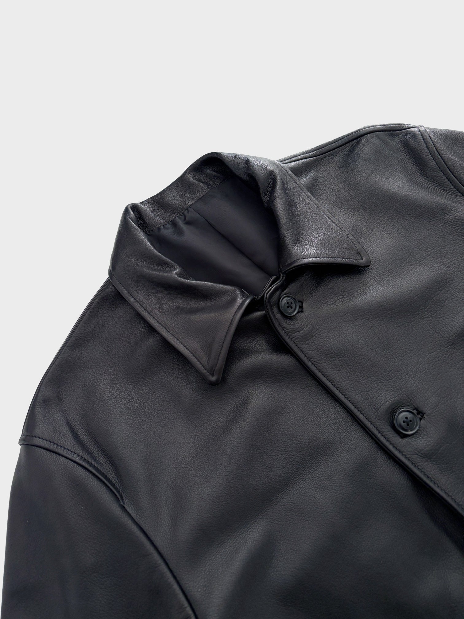 URU / LEATHER COVERALL JACKET (BLACK)