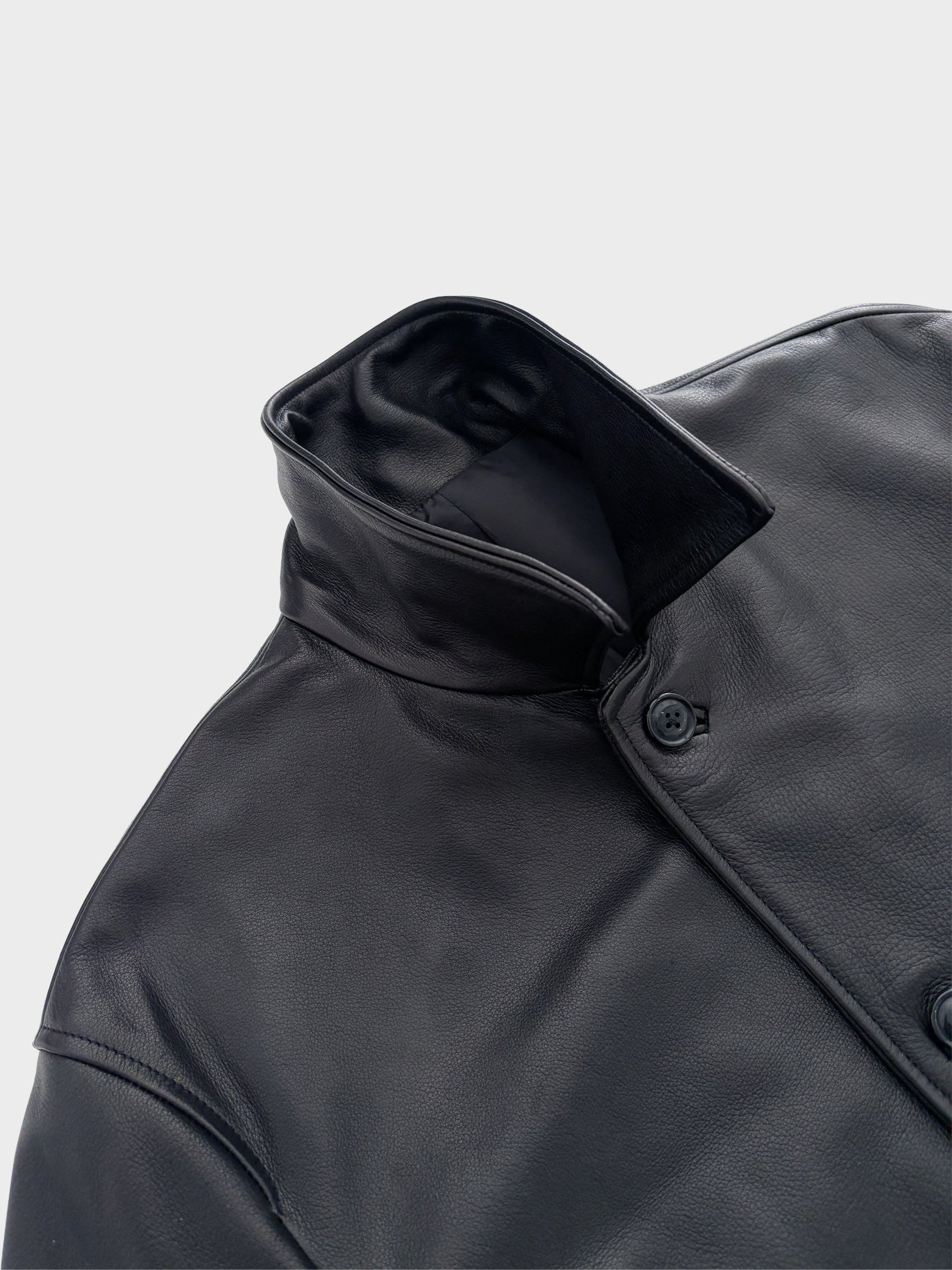 URU / LEATHER COVERALL JACKET (BLACK)