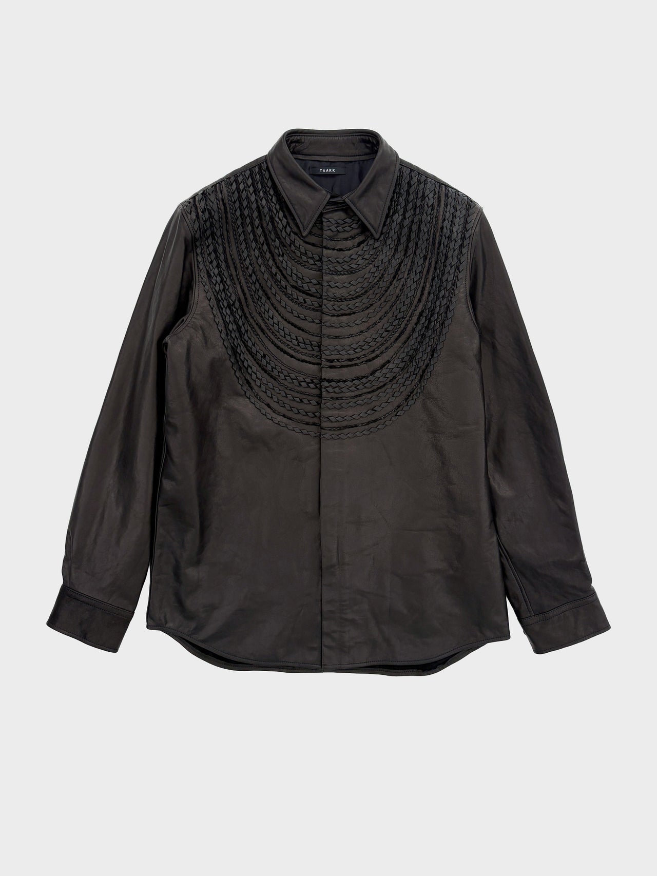 【8月22日(土)12:00発売】TAAKK / LEATHER REGULAR SHIRT (BLACK)