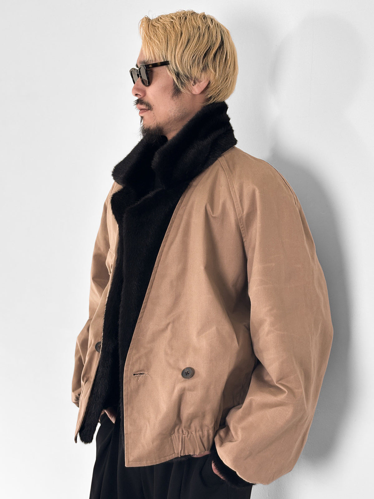 【10月24日(土)発売)】SOSHIOTSUKI / FAKE FUR REVIRSIBLE BLOUSON (BEIGE×BROWN)