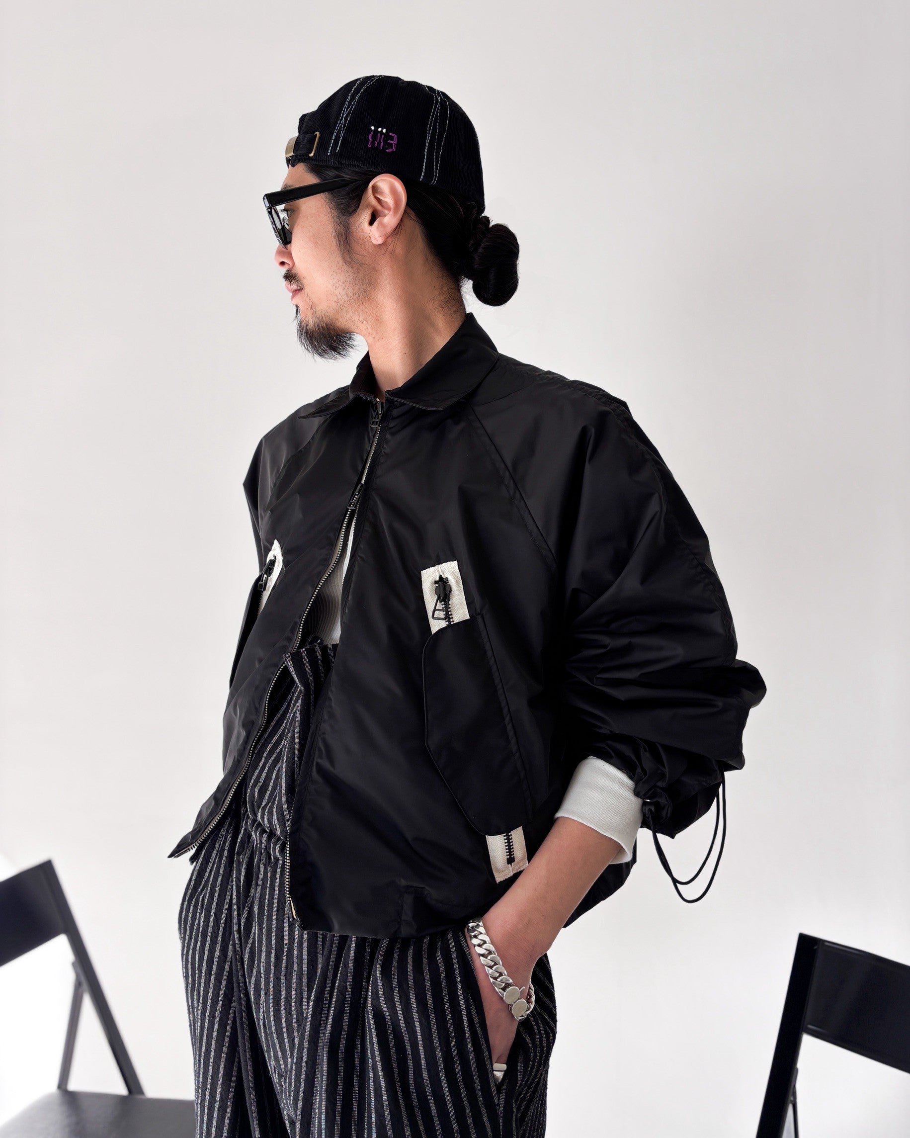 my beautiful landlet / NYLON TAFFETA WATER PROOF SHORT BLOUSON (BLACK)