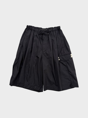 my beautiful landlet / NYLON TAFFETA WATER PROOF WIDE HALF PANTS (BLACK)