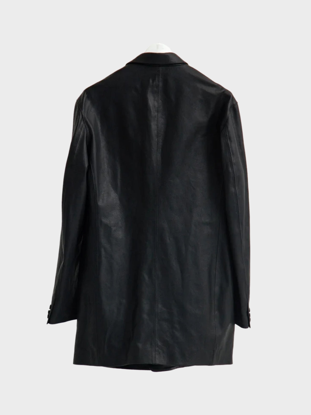 【10月24日(土)発売)】SOSHIOTSUKI / OILED LEATHER BOWED LAPEL JACKET (BLACK)