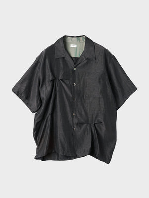 JIEDA / HAND STITCH OPEN COLLAR SHIRT S/S (DARK GRAY)