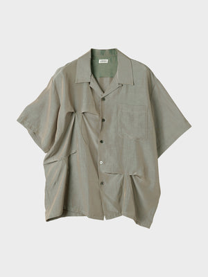 JIEDA / HAND STITCH OPEN COLLAR SHIRT S/S (OLIVE GRAY)