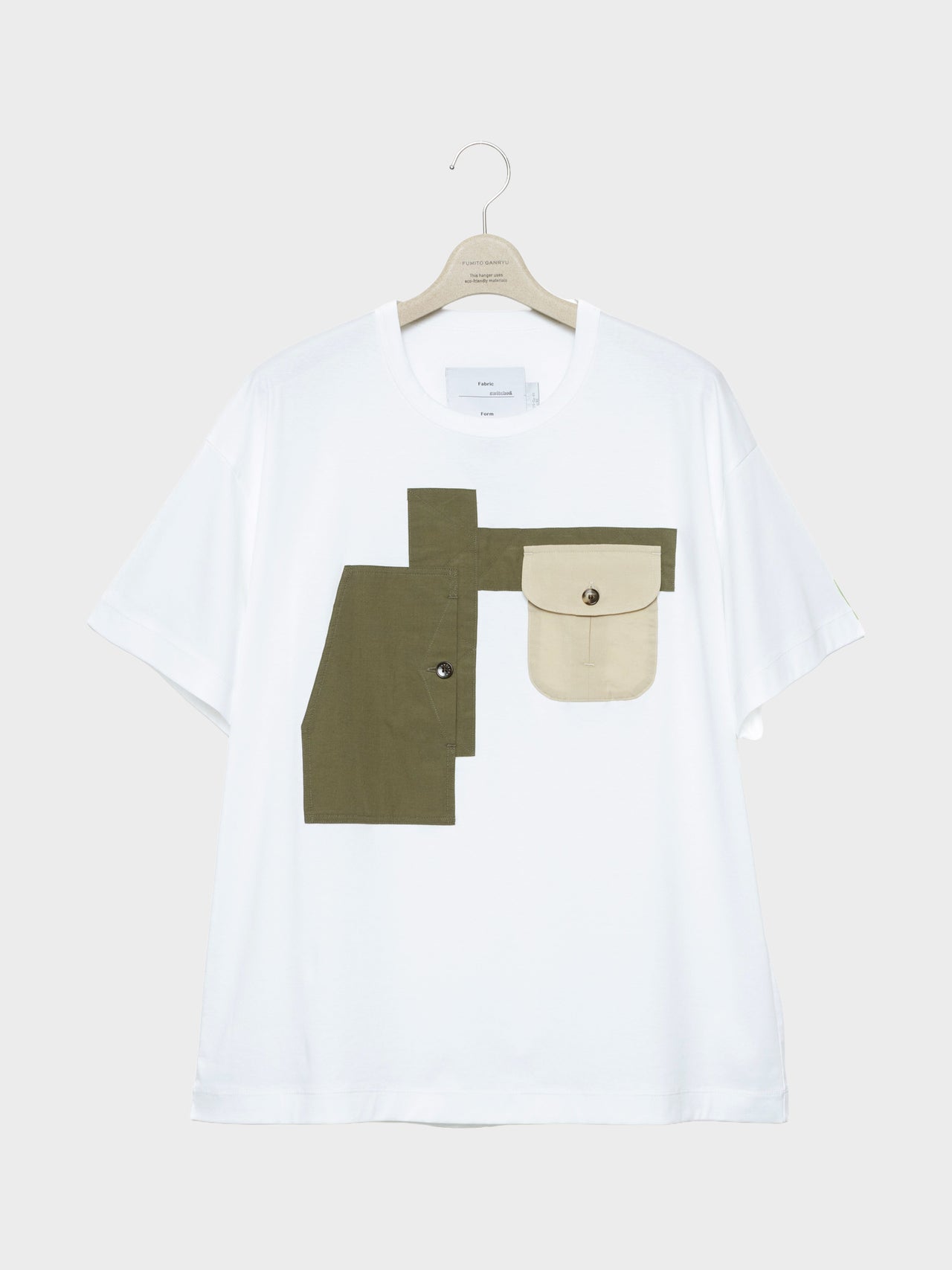 【4月25日(土)12:00販売開始】FUMITO GANRYU / PATCHWORK POCKET SHIRT (WHITE×SAGE)