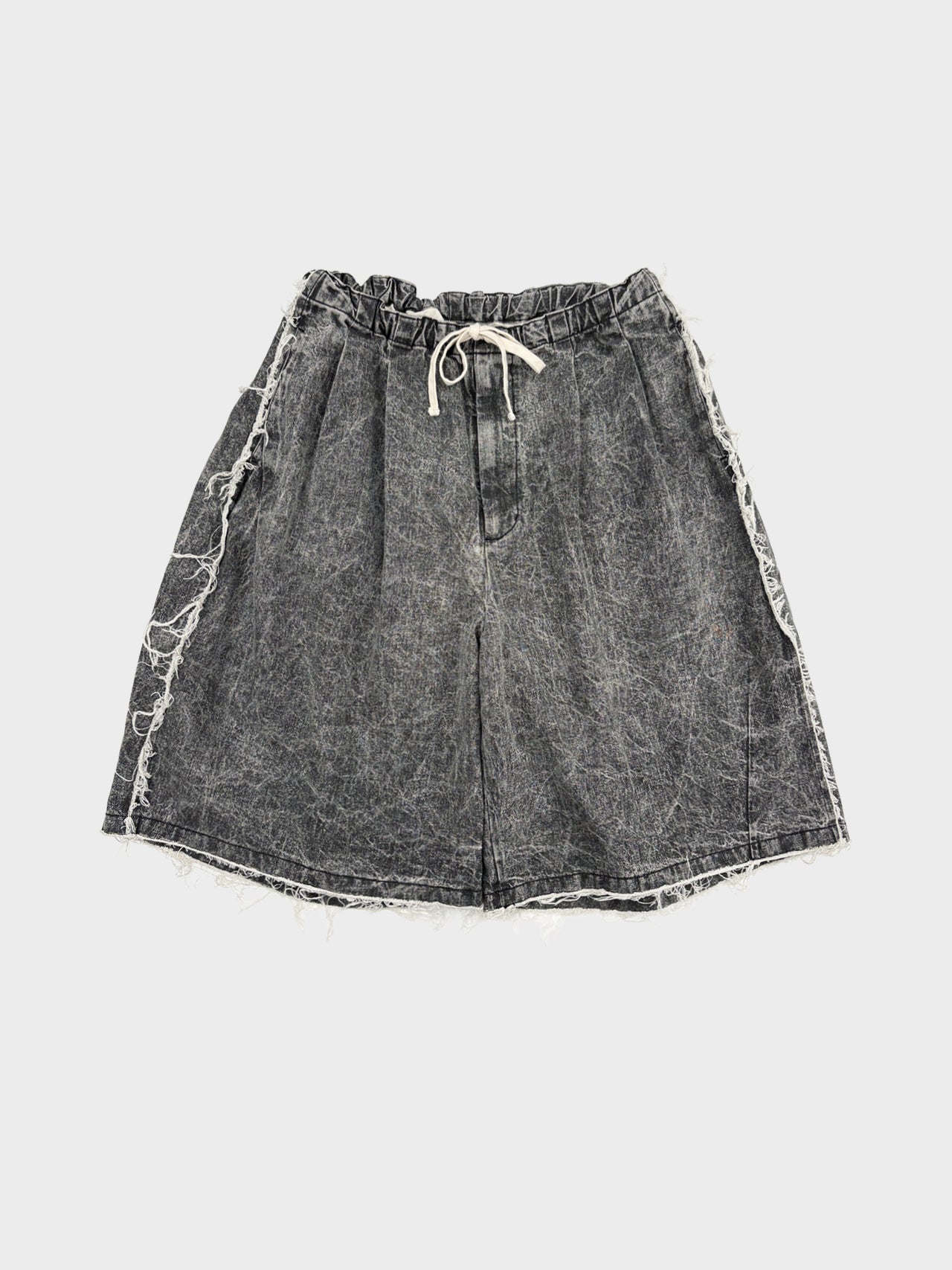 my beautiful landlet / PIGMENT PRINT WASHED DENIM SHORTS (BLACK)