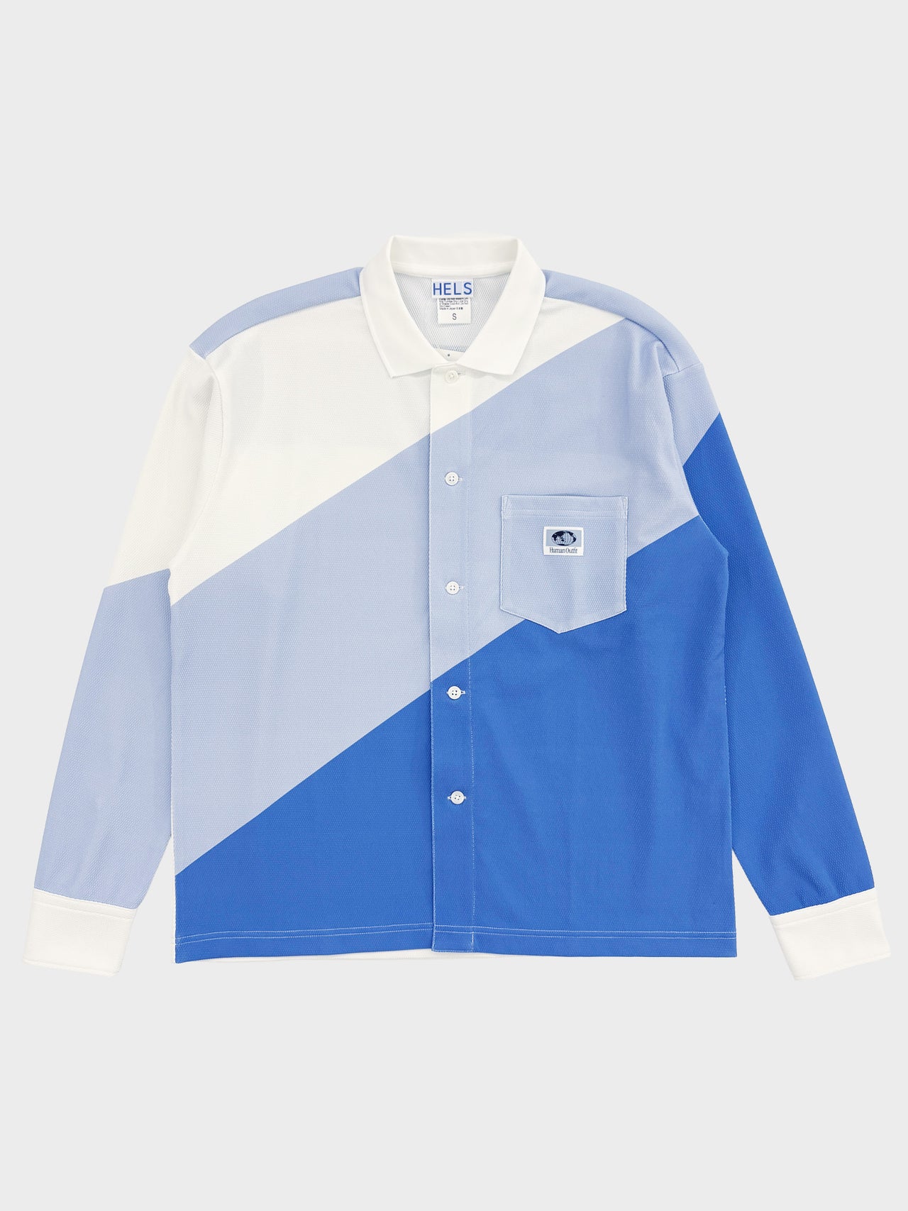 HELS / POLO L/S SHIRT (WHITE × BLUE)