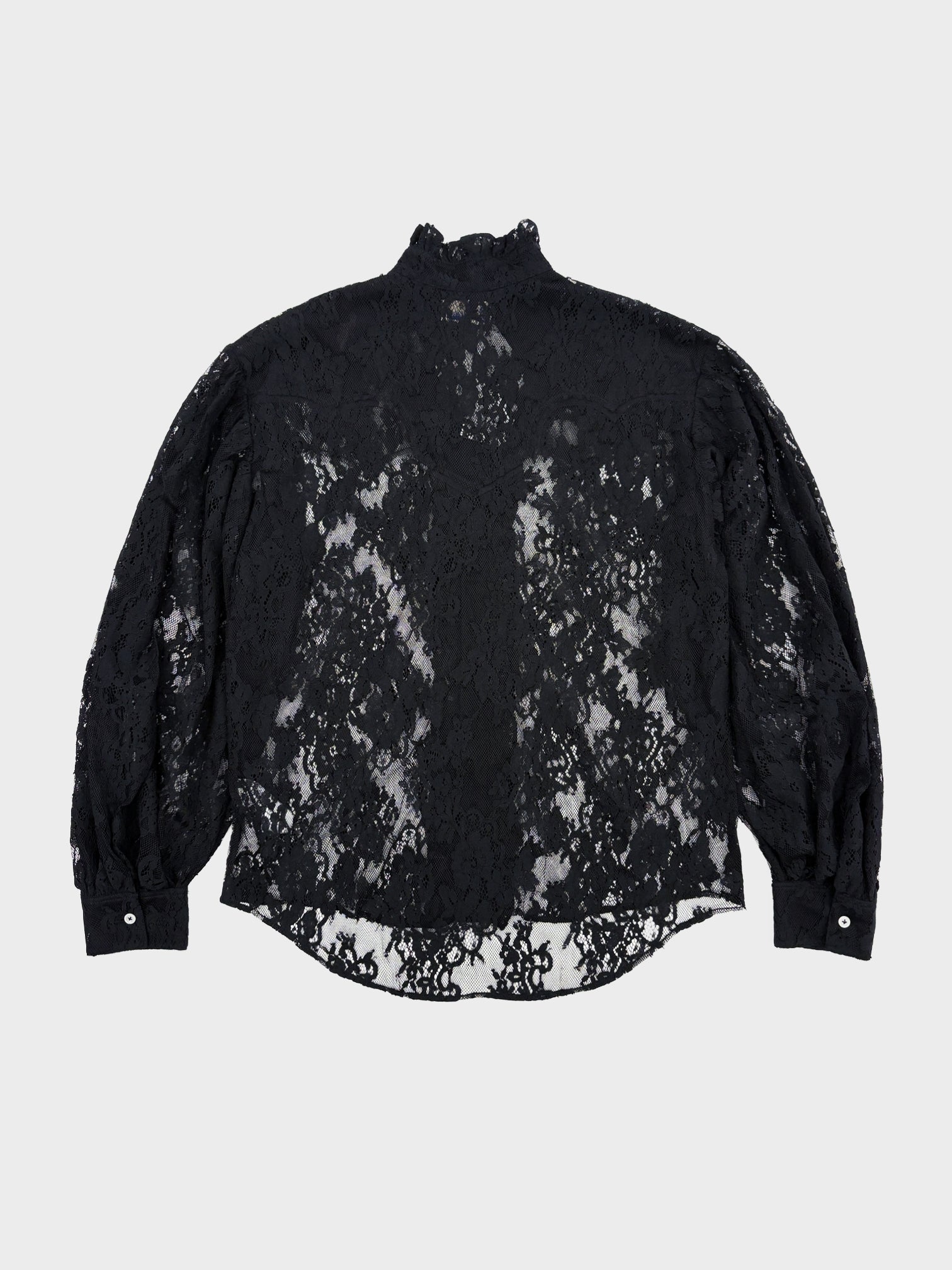 VIVIANO / PUFF SLEEVE LACE SHIRT (BLACK)