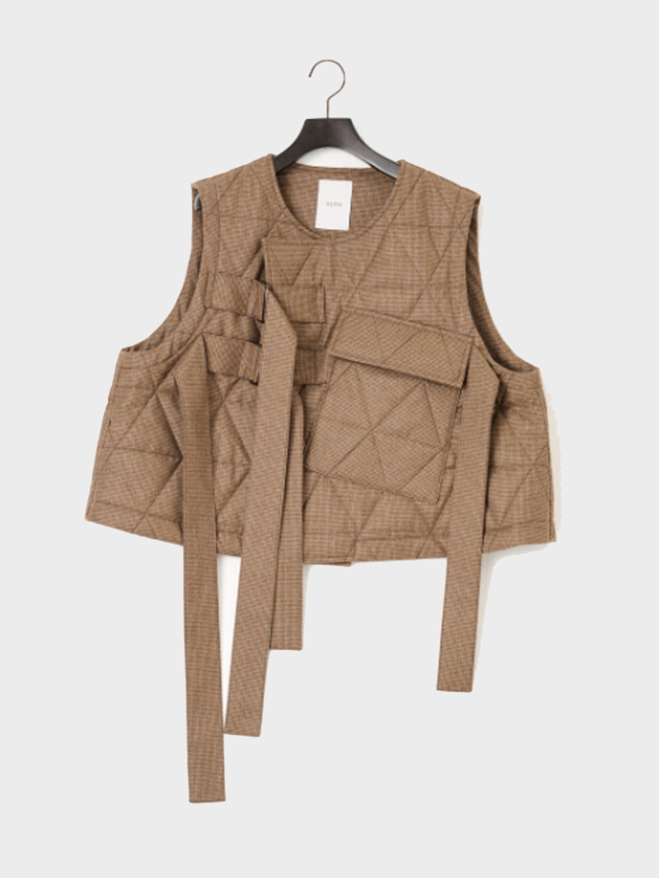 【8月入荷予定】UJOH / QUILTED W BELT VEST (BROWN)