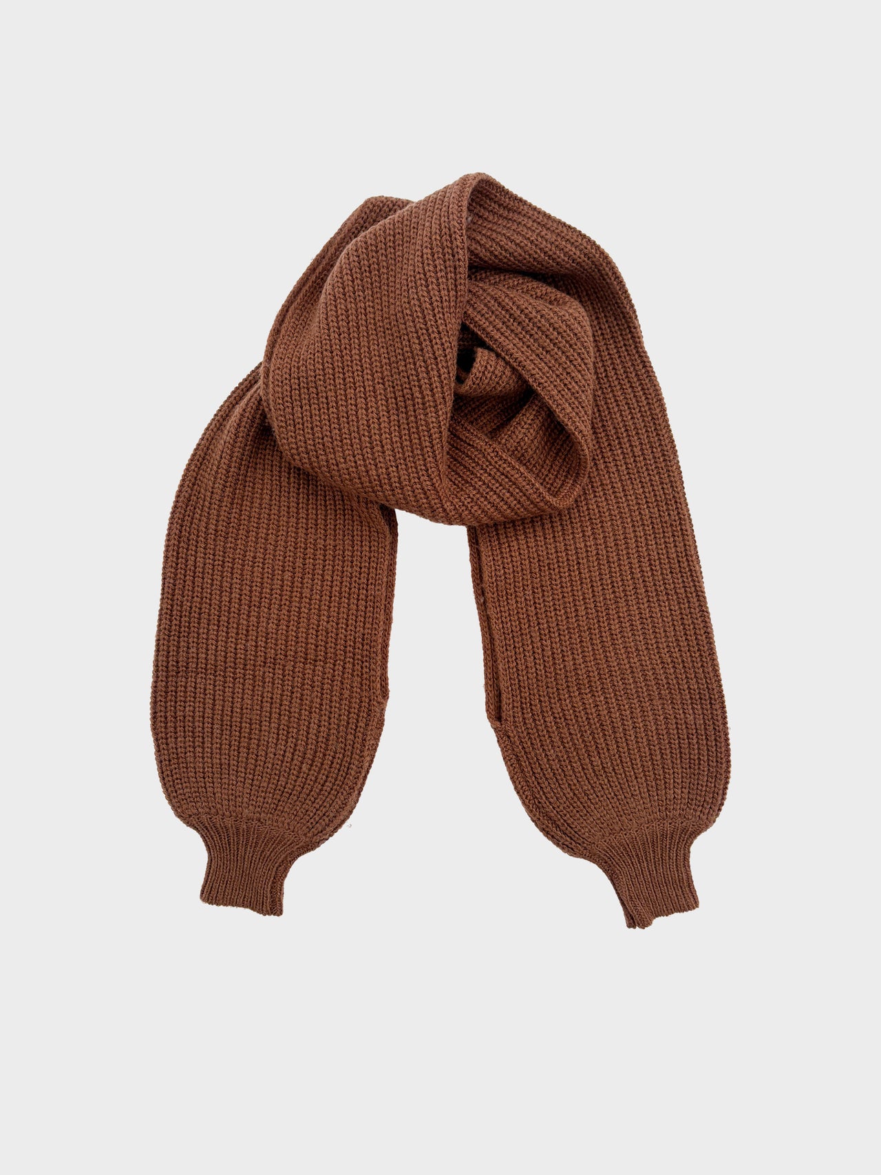 TAAKK / RIB KNIT STOLE (BROWN)