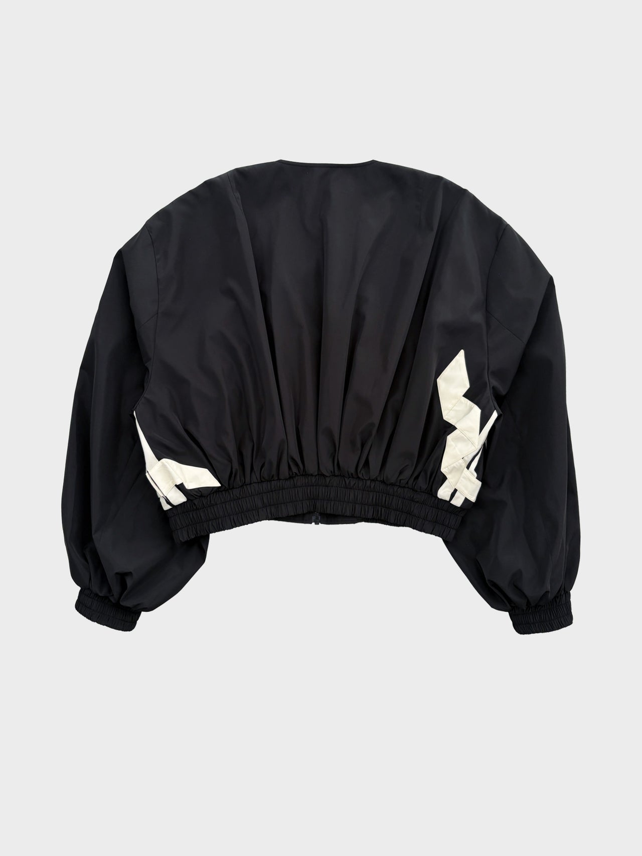 VIVIANO / RIBBON DETAIL BOMBER JACKET (BLACK)