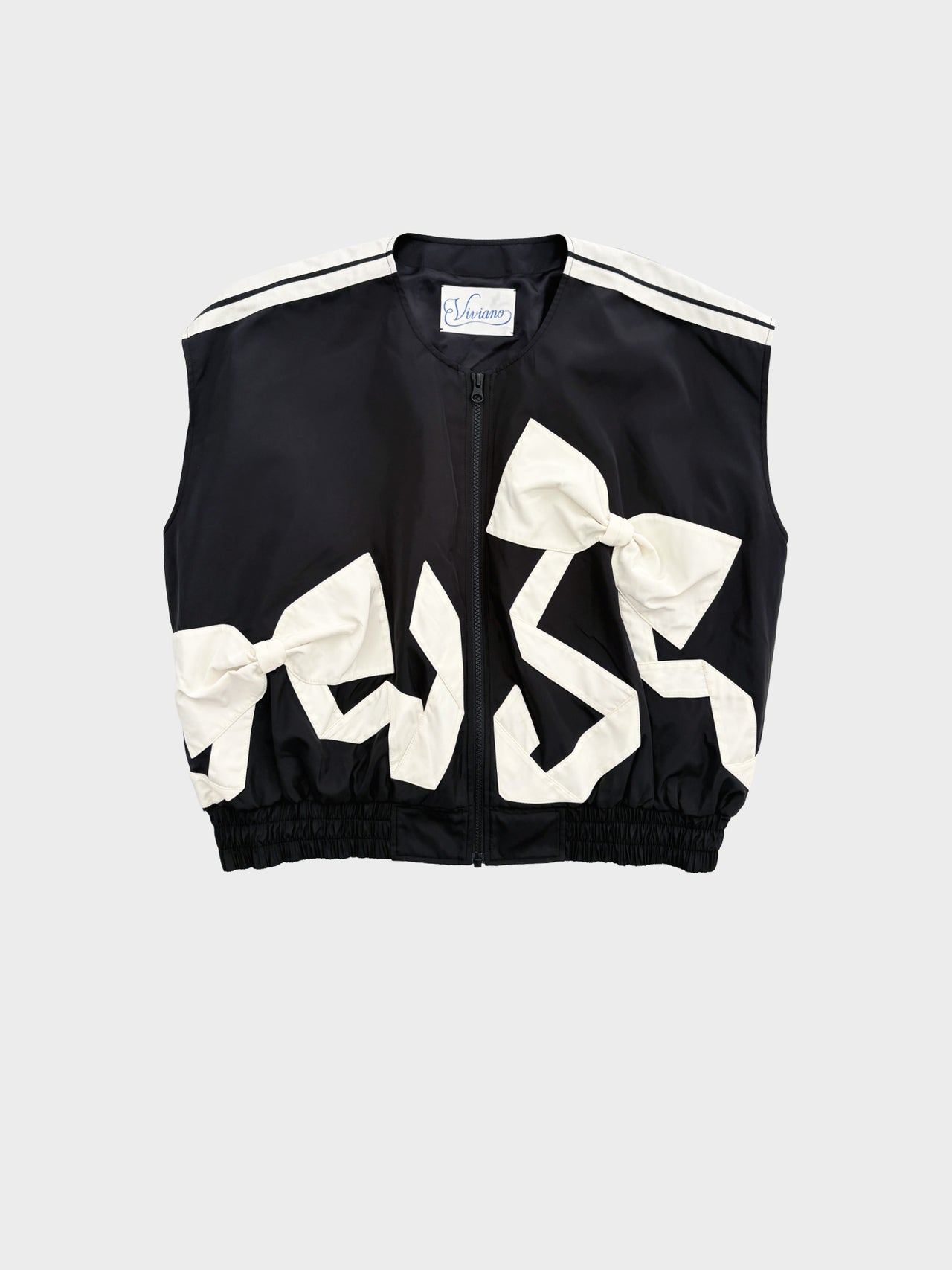 VIVIANO / RIBBON DETAIL VEST (BLACK)