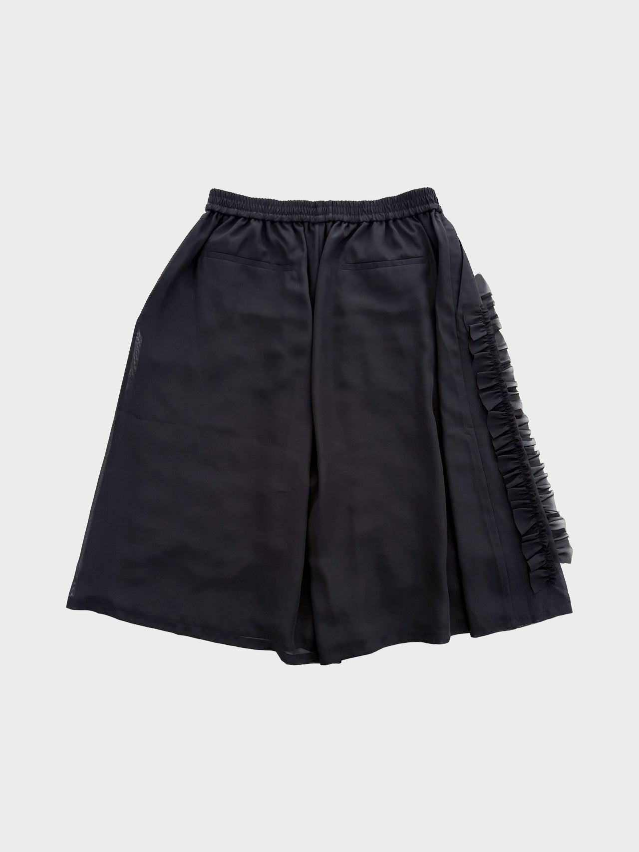 【7月上旬入荷予定】VIVIANO / RUFFLE CHIFFON WIDE SHORTS (BLACK)
