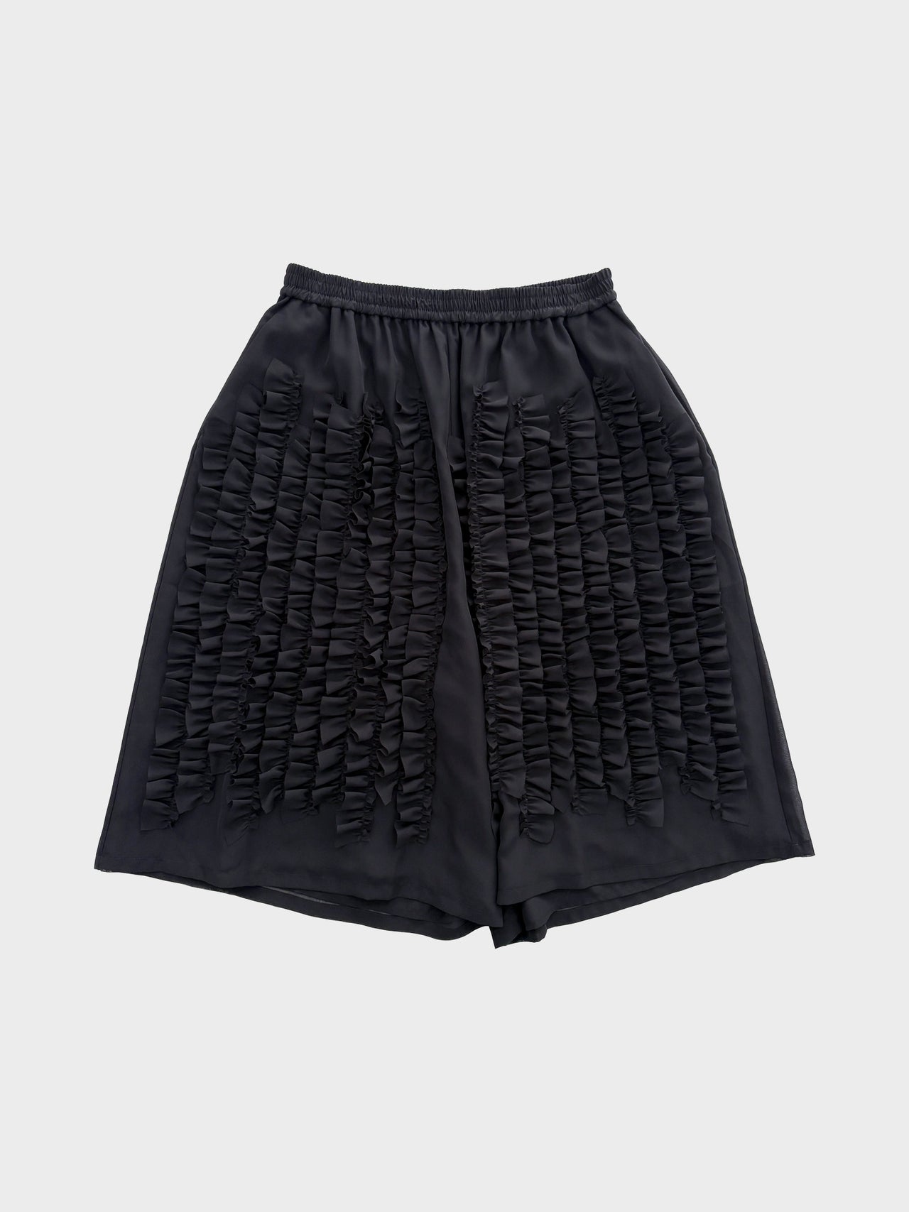 【7月上旬入荷予定】VIVIANO / RUFFLE CHIFFON WIDE SHORTS (BLACK)