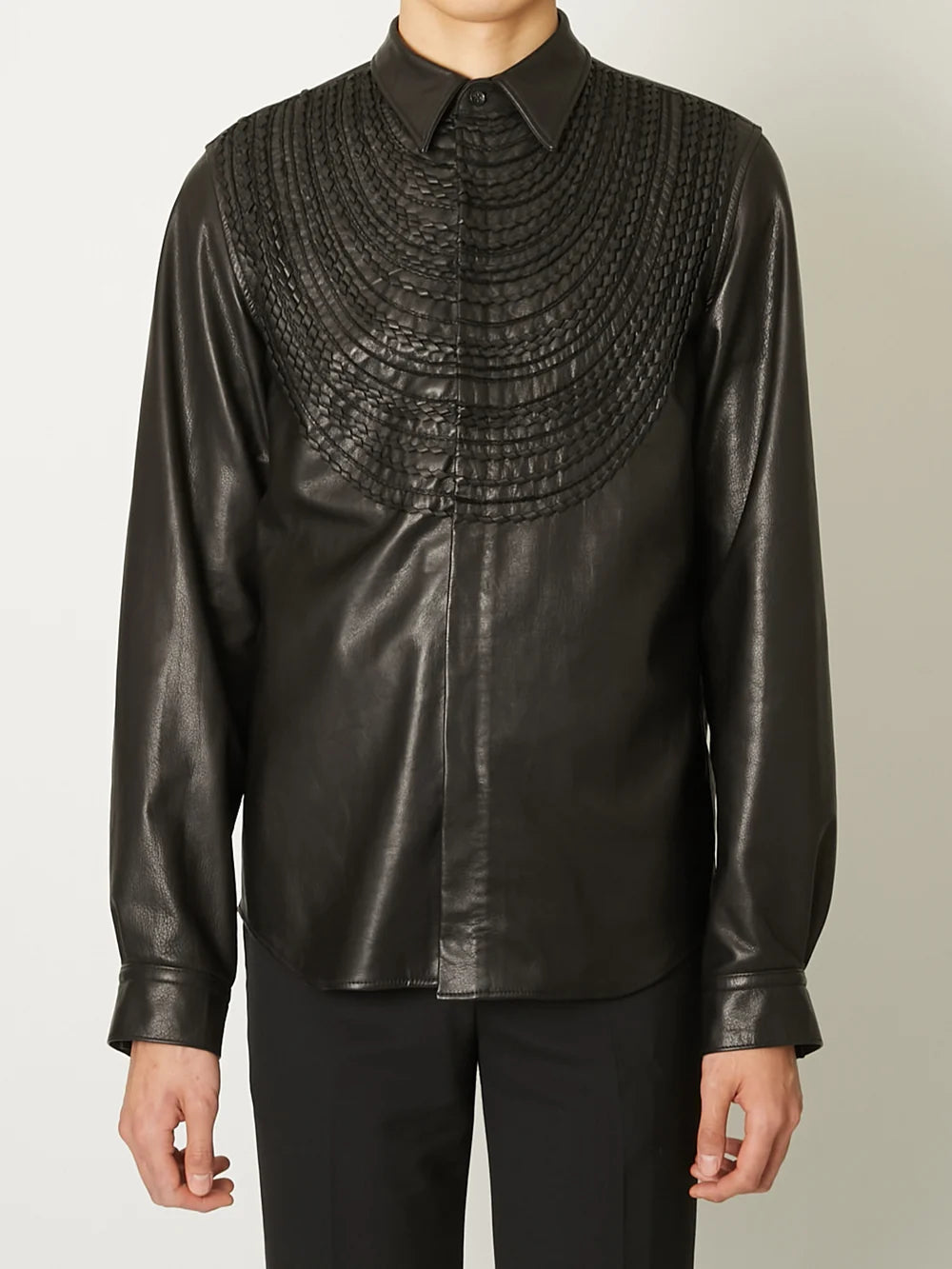 【8月22日(土)12:00発売】TAAKK / LEATHER REGULAR SHIRT (BLACK)