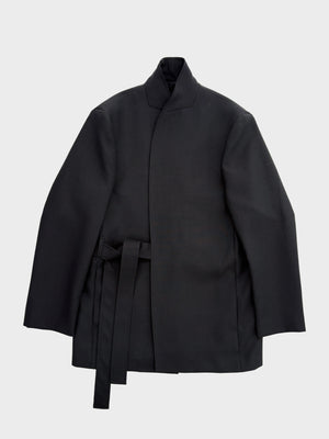 RAINMAKER / SHAWL COLLAR BELTED JACKET (BLACK)