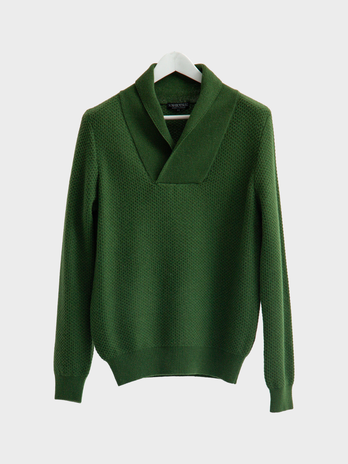 【10月24日(土)発売)】SOSHIOTSUKI / SHAWL COLLAR KNIT SWEATER (GREEN)