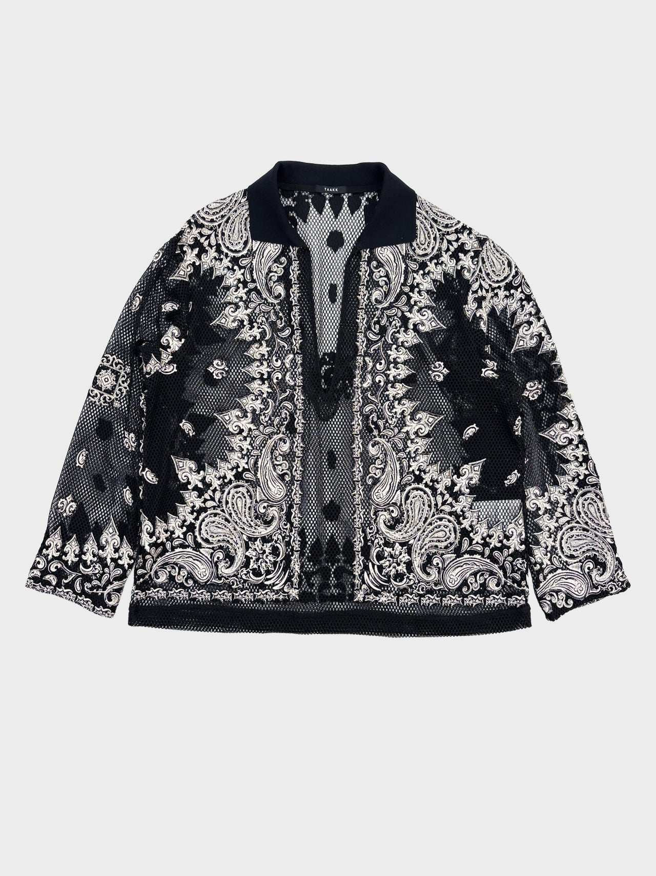 TAAKK / EUROPEAN MOTIF MESH SKIPPER SHIRT (BLACK)