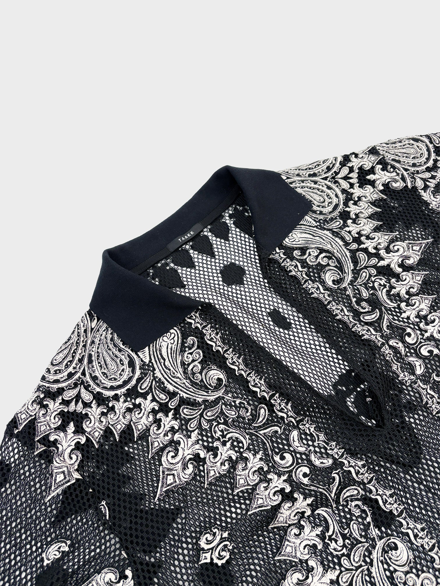 TAAKK / EUROPEAN MOTIF MESH SKIPPER SHIRT (BLACK)