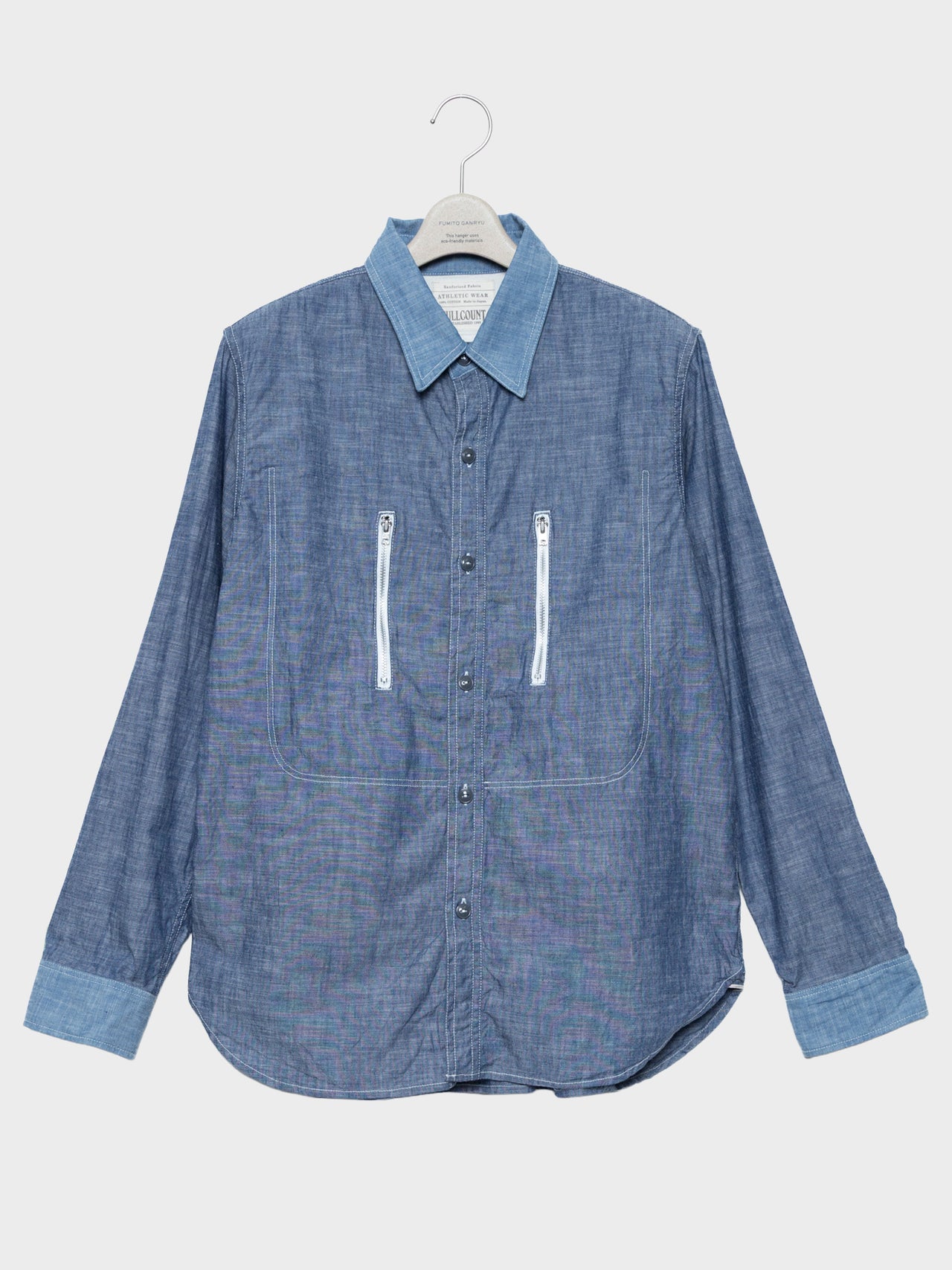 【4月25日(土)12:00販売開始】FUMITO GANRYU / WATTEAU GATHERED VENTILATED POCKET SHIRT (INDIGO×L.IG)