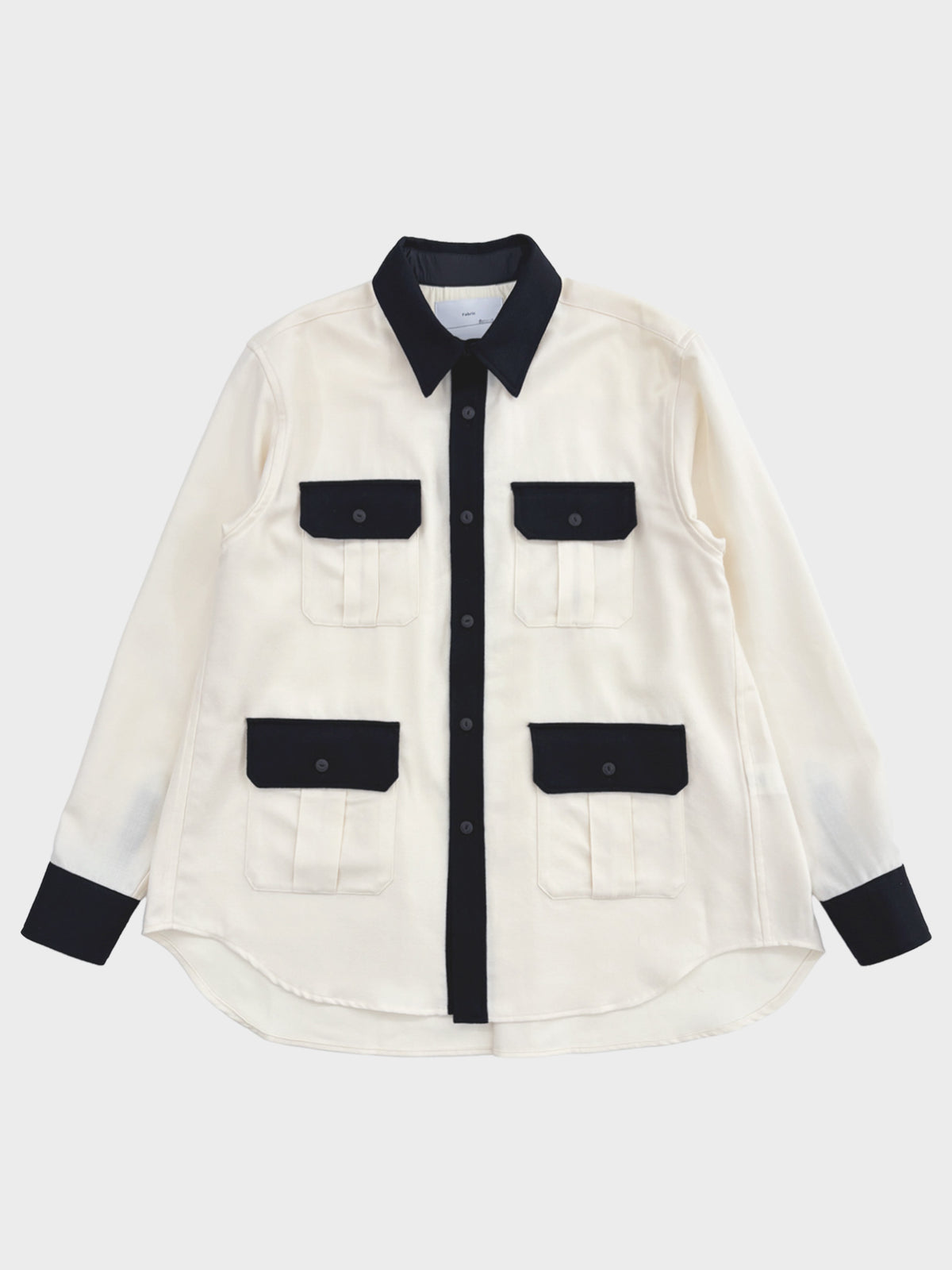 FUMITO GANRYU / WATTEAU PLEATED (CHANEL) SHIRT (ECRU×BLACK)