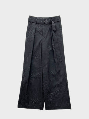 TAAKK / BELTED TUCK TROUSERS (BLACK)