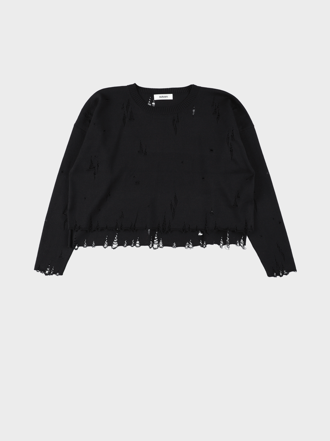【12月20日(土)販売開始】Sulvam / DAMAGE SHORT KNIT (BLACK)