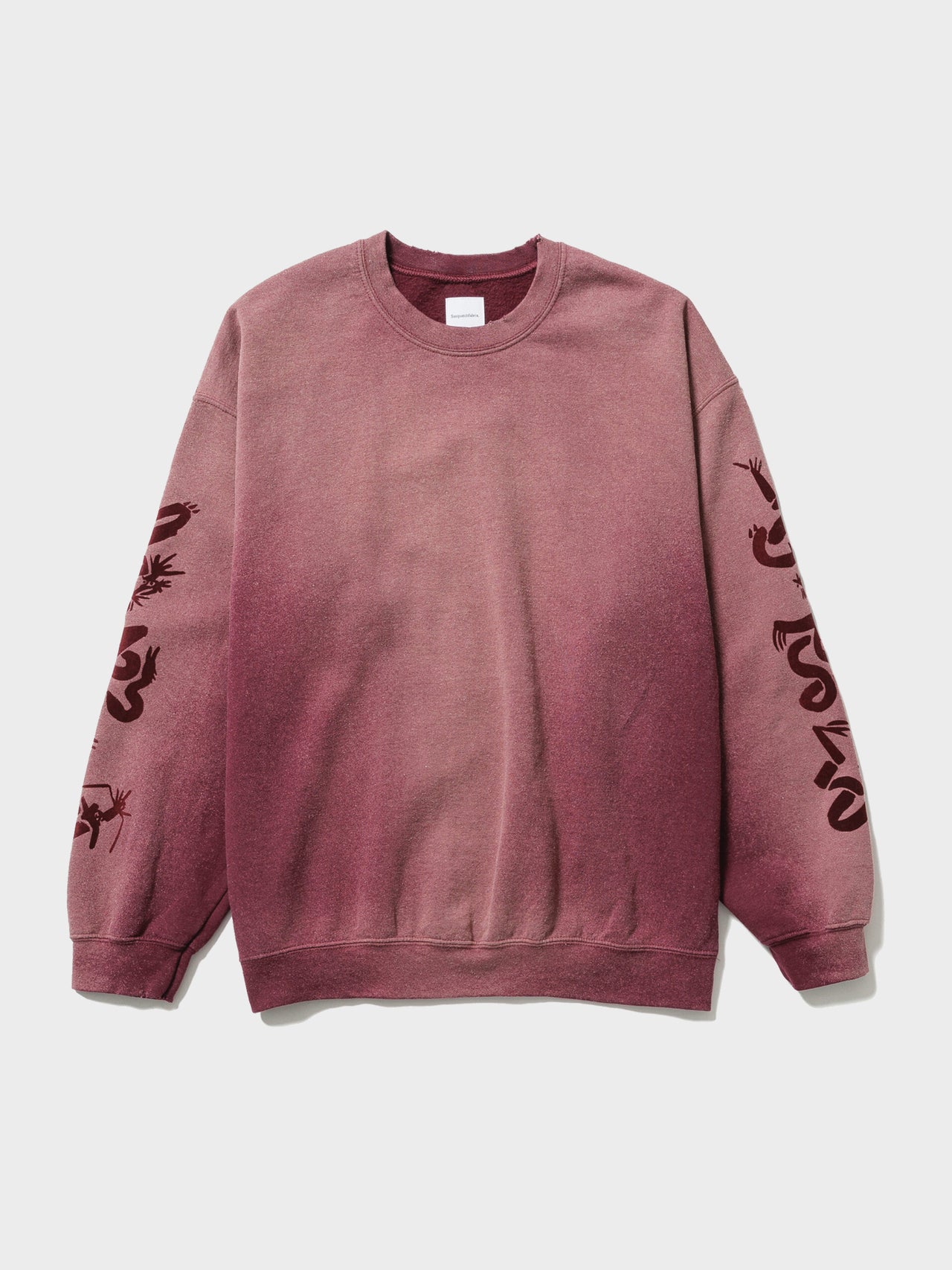 Sasquatchfabrix. / "EASTEND DRAGON FONT" DESTROY SWEAT SHIRT (MAROON FADE)