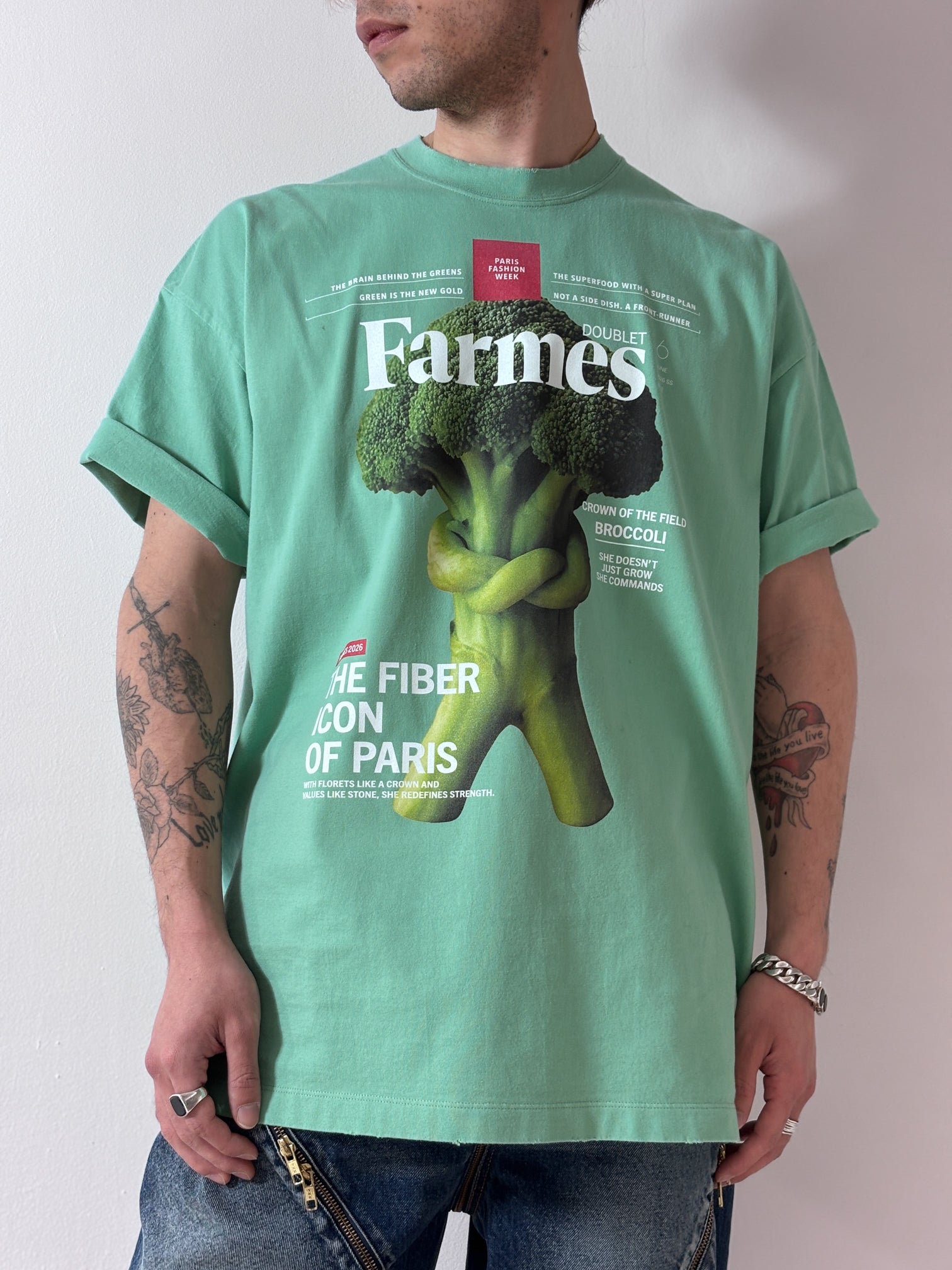doublet / FARMS MAGAZINE COVER T-SHIRT (GREEN)