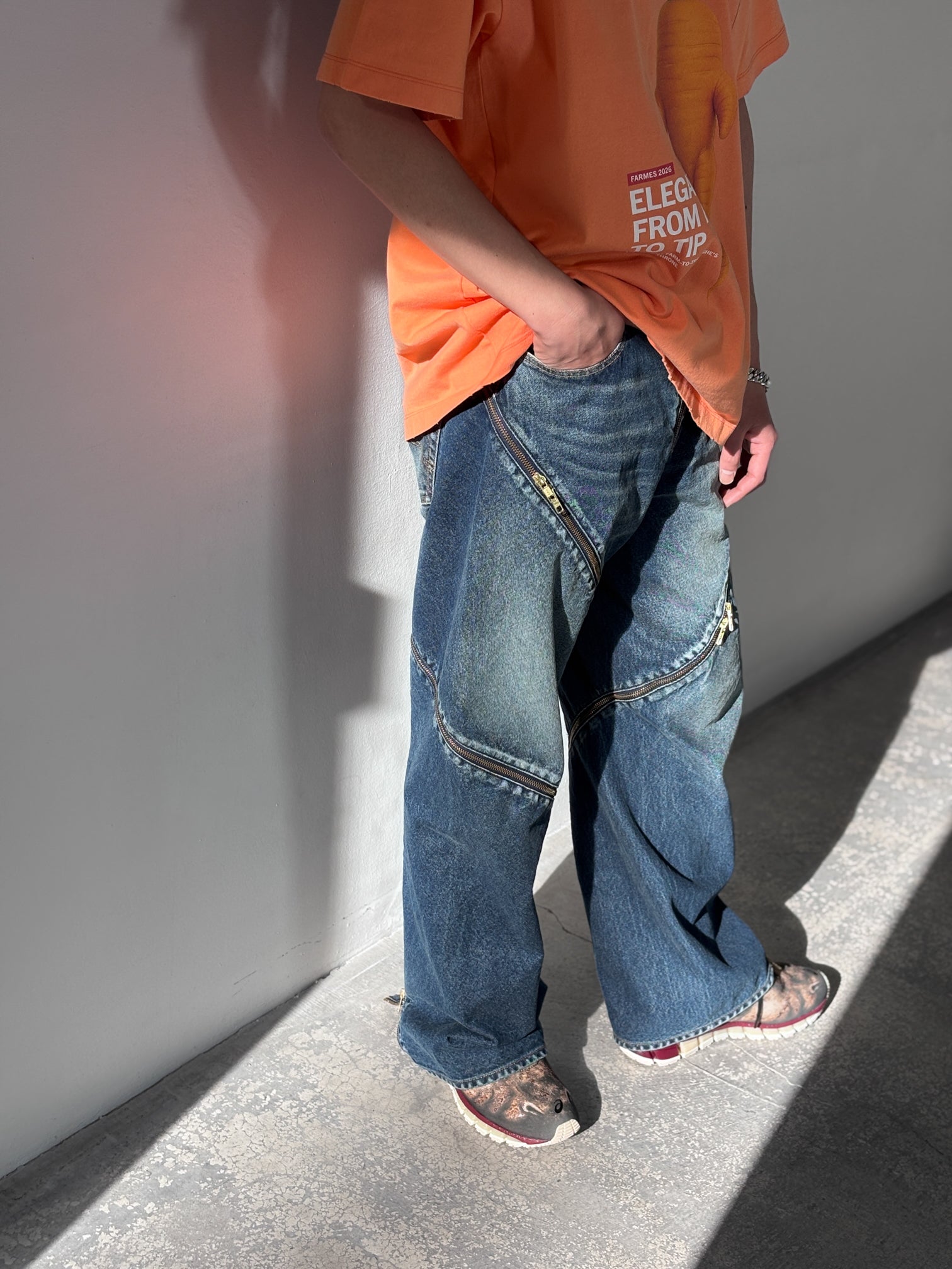 doublet / FILLETED ZIP DENIM PANTS (INDIGO)