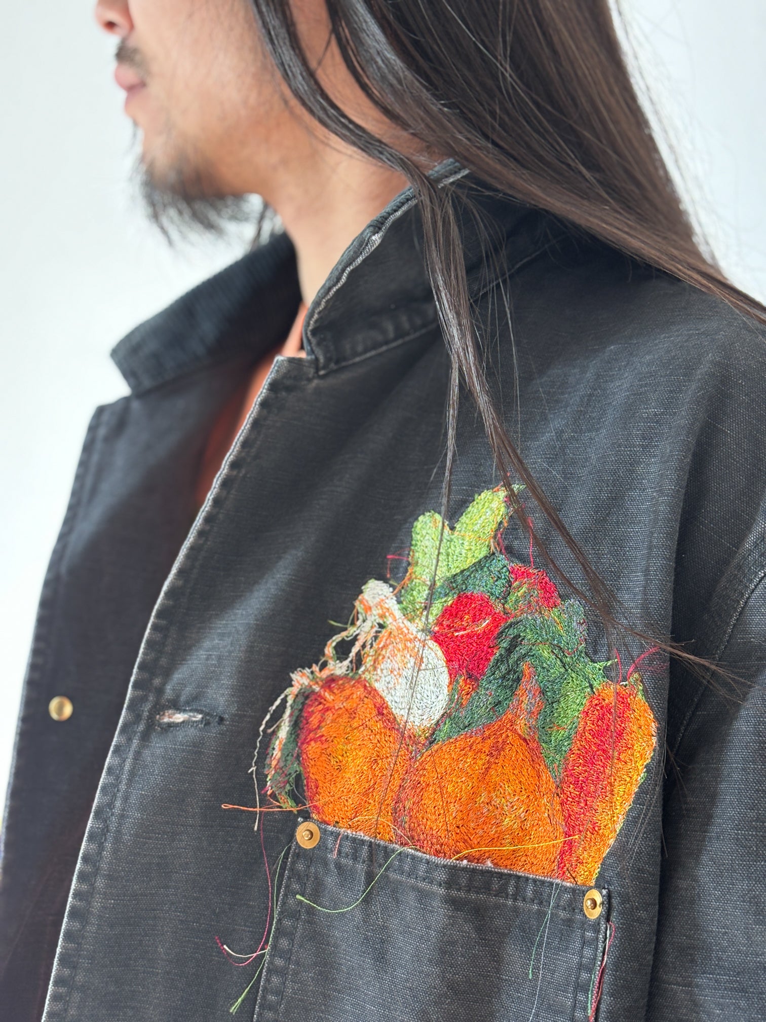 doublet / VEGETABLE EMBROIDERY WORK JACKET (BLACK)