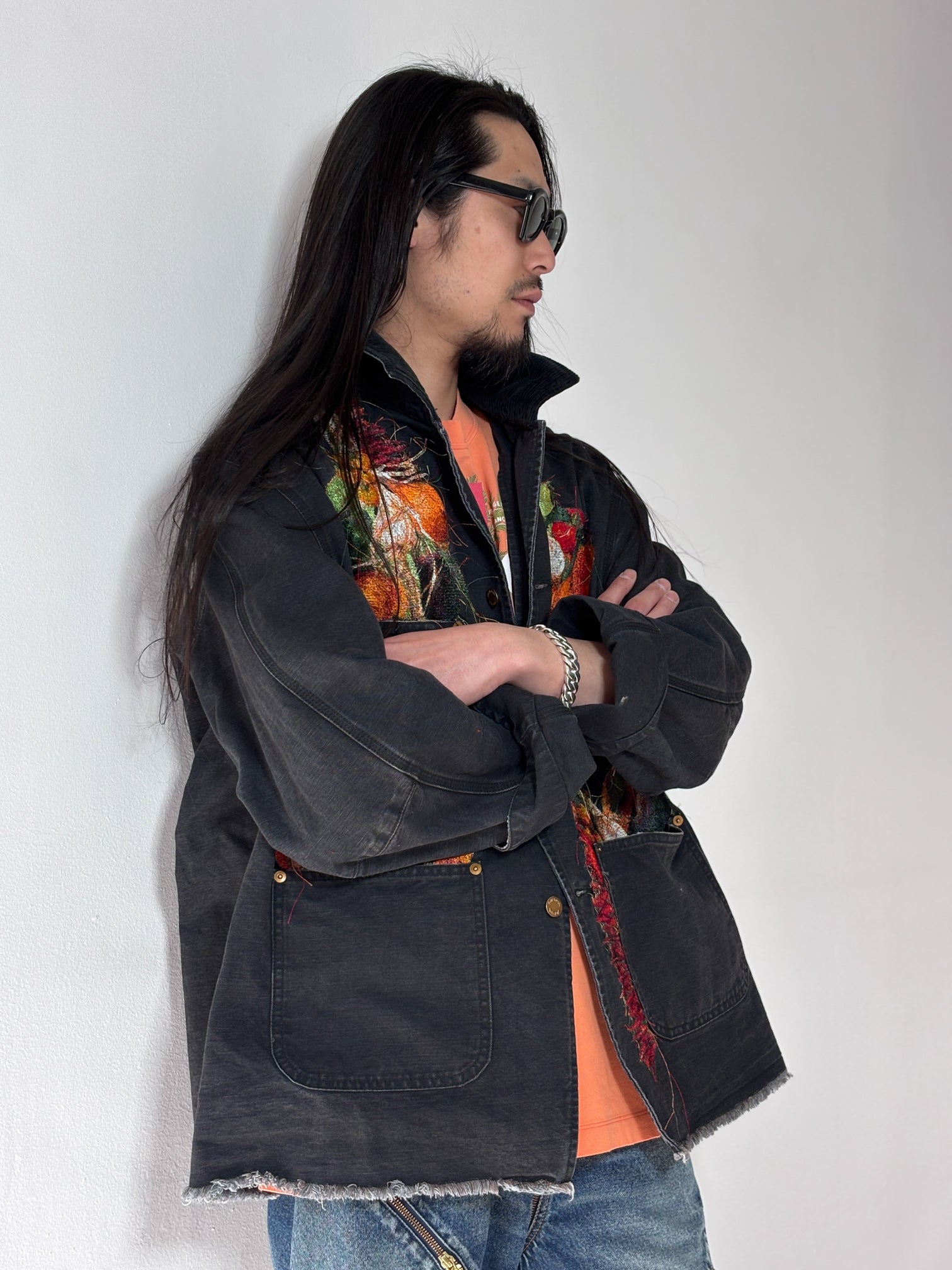 doublet / VEGETABLE EMBROIDERY WORK JACKET (BLACK)