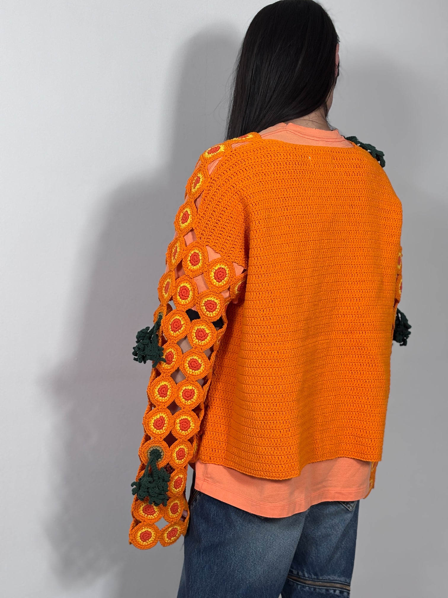 doublet / SLICED CARROT CROCHET CARDIGAN (ORANGE)