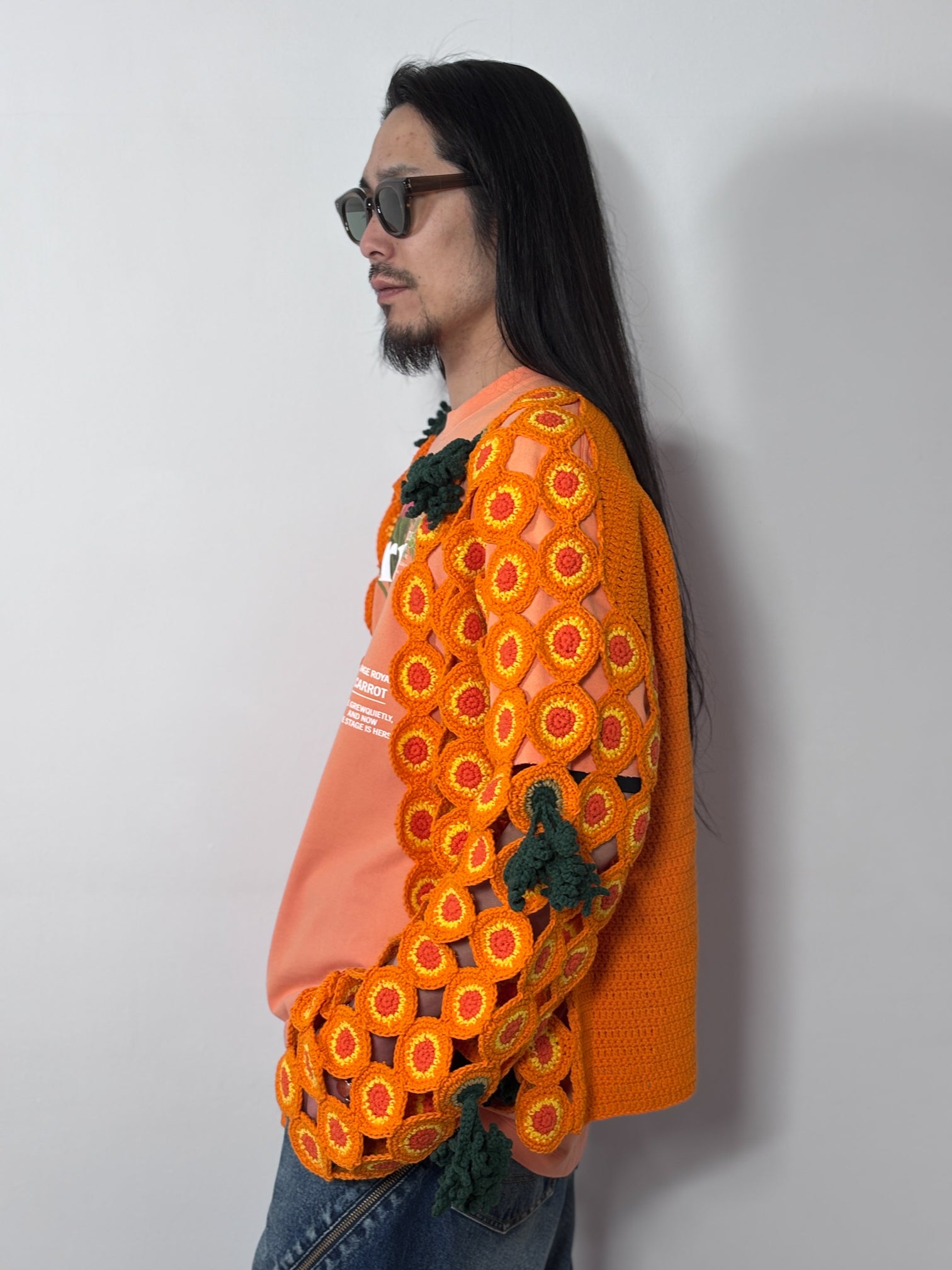 doublet / SLICED CARROT CROCHET CARDIGAN (ORANGE)