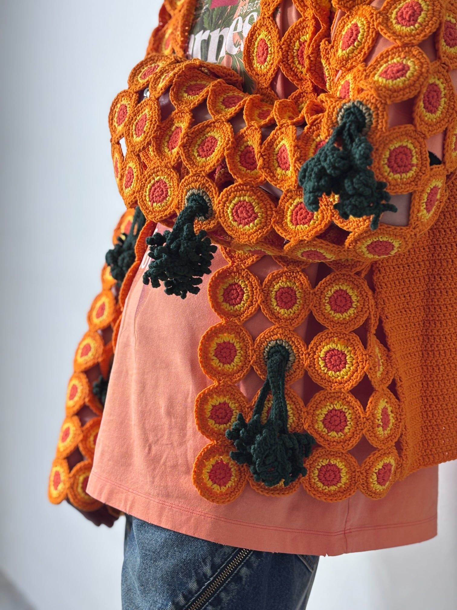 doublet / SLICED CARROT CROCHET CARDIGAN (ORANGE)