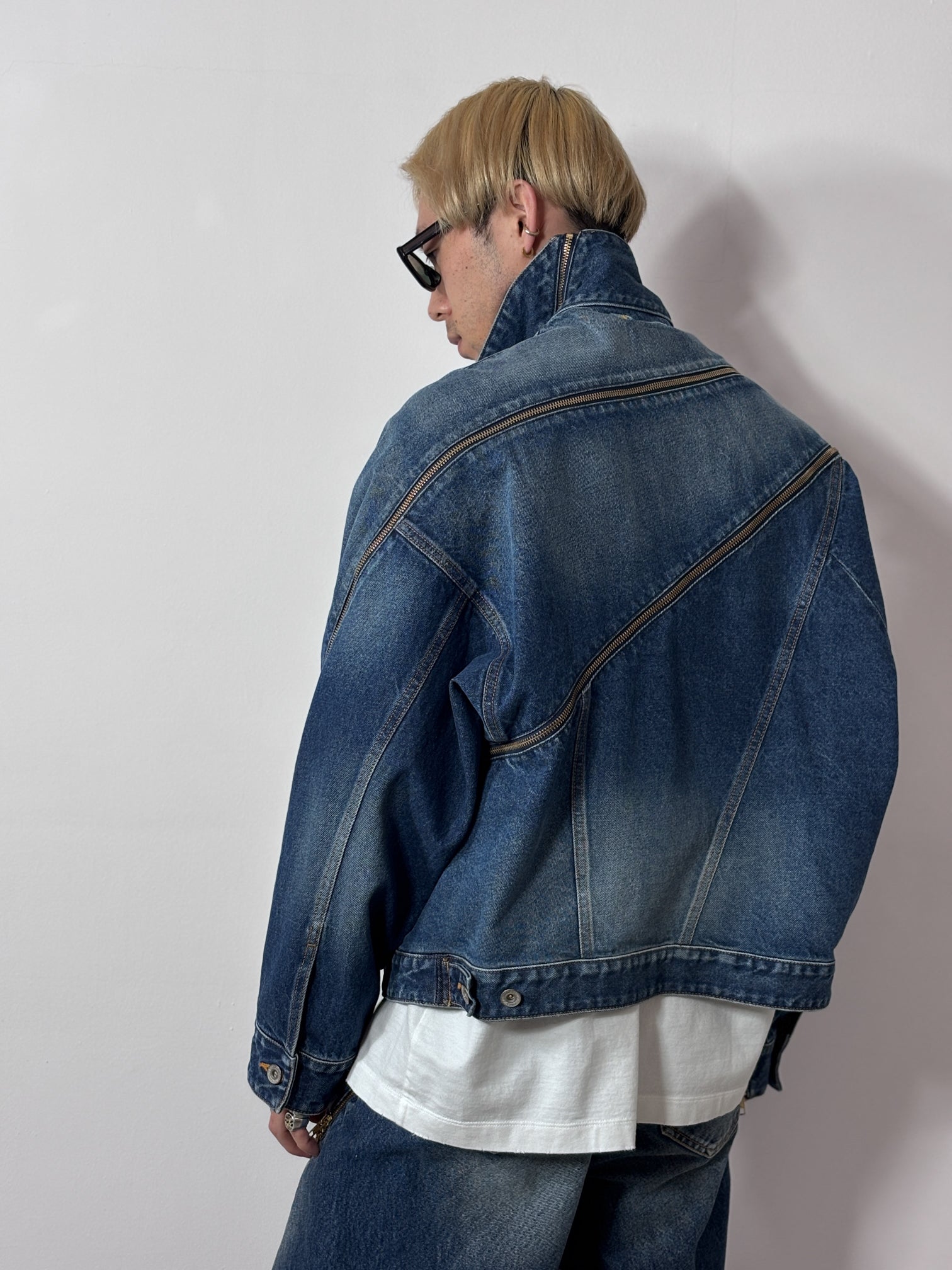 doublet / FILLETED ZIP DENIM JACKET (INDIGO)